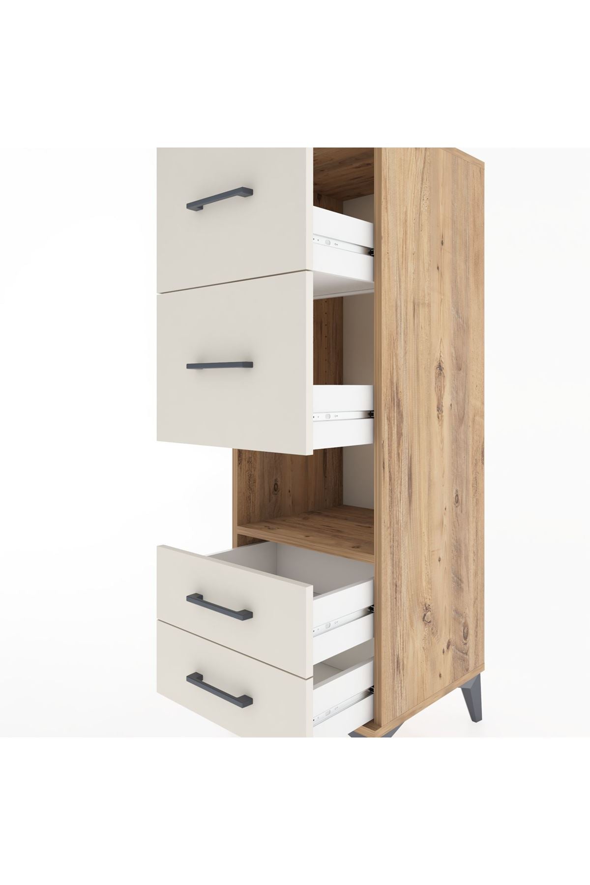 Hyperion Dolap Tek Raflı 4 Çekmeceli 44x44x134 - S49M041V7B