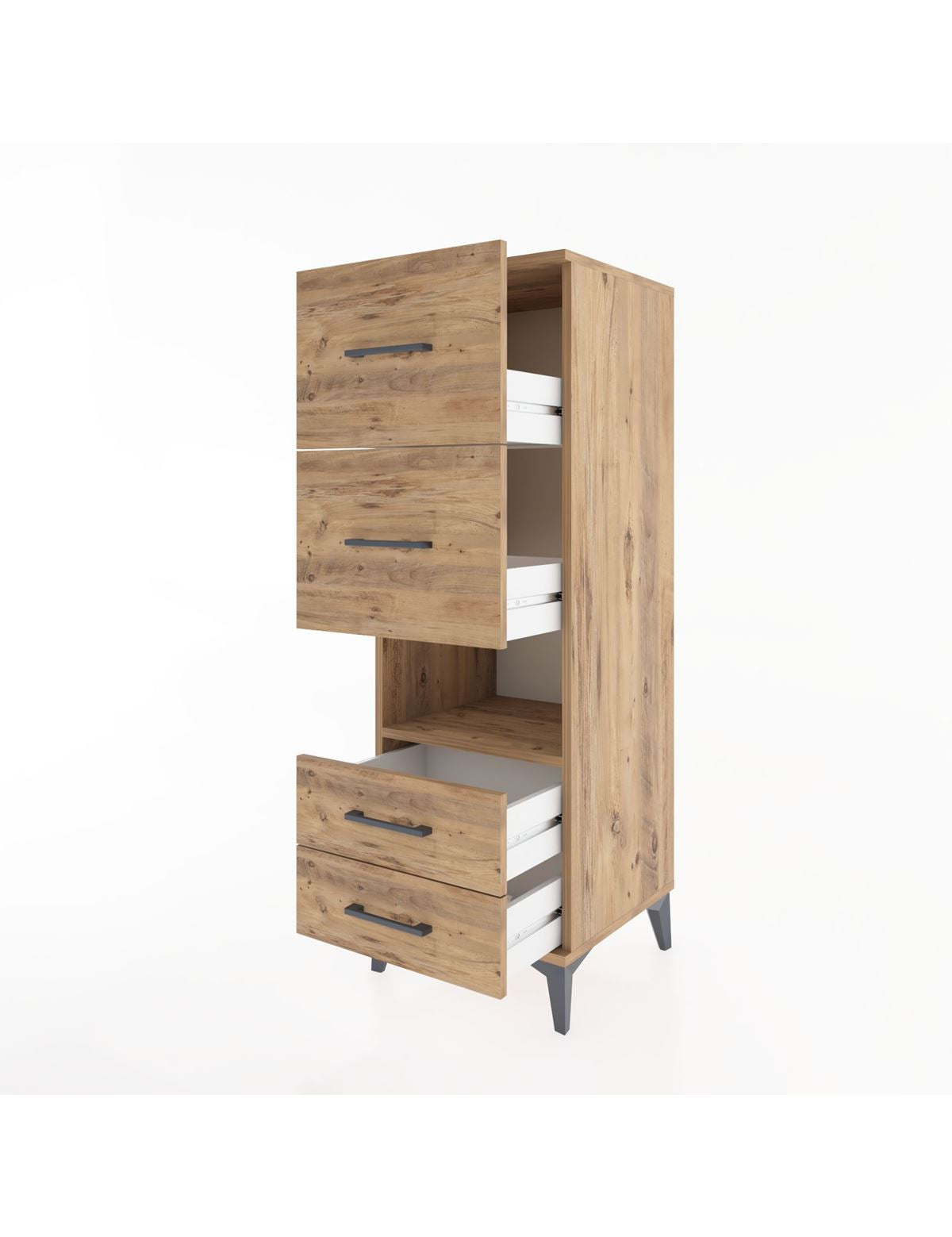 Hyperion Dolap Tek Raflı 4 Çekmeceli 44x44x134 - S49M041V9B