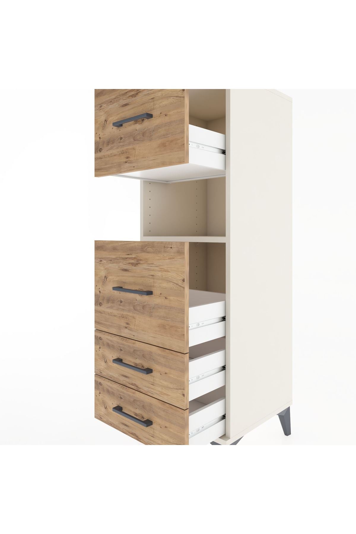Hyperion Dolap Tek Raflı 4 Çekmeceli 44x44x134 - S49M042V3B