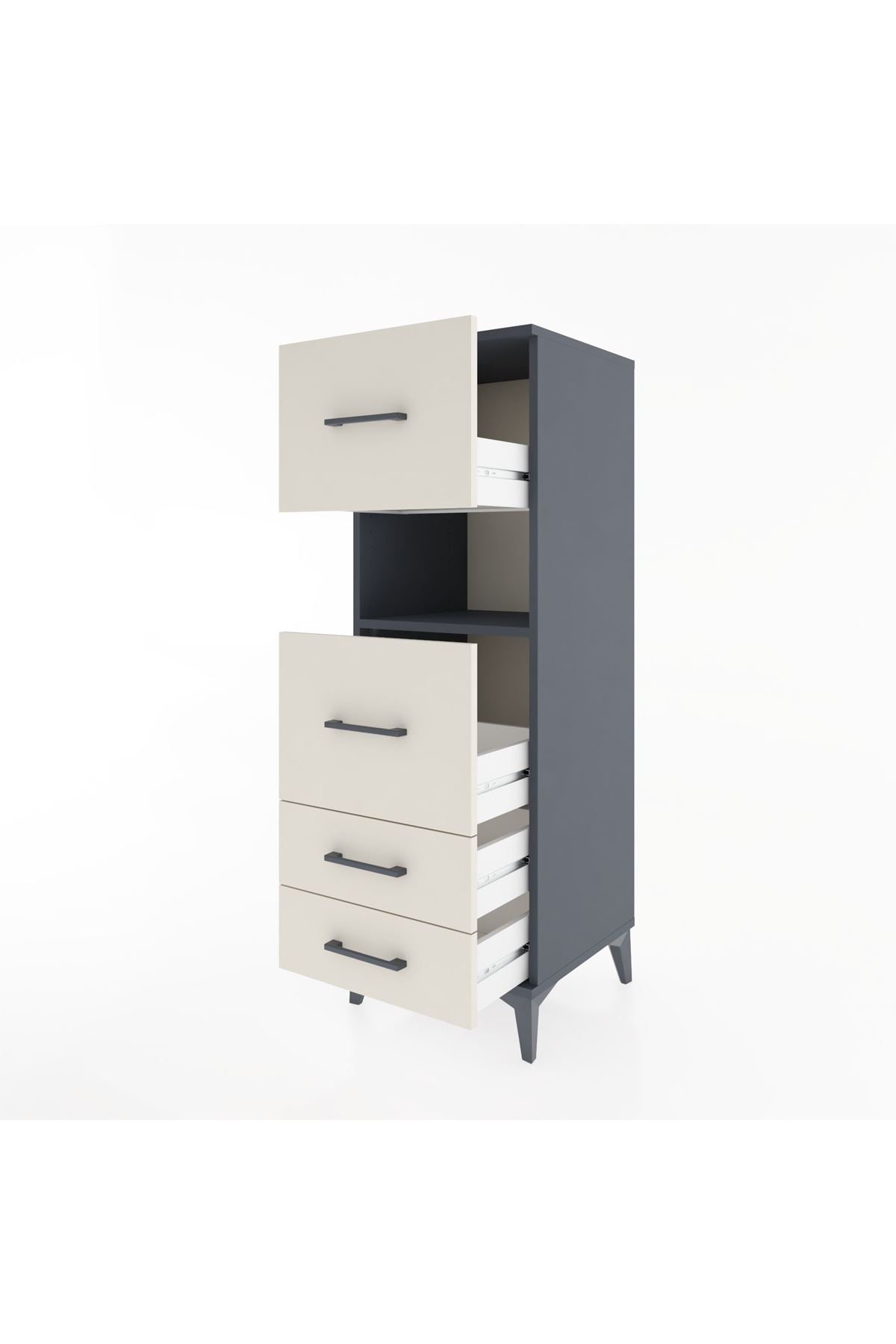 Hyperion Dolap Tek Raflı 4 Çekmeceli 44x44x134 - S49M042V4B