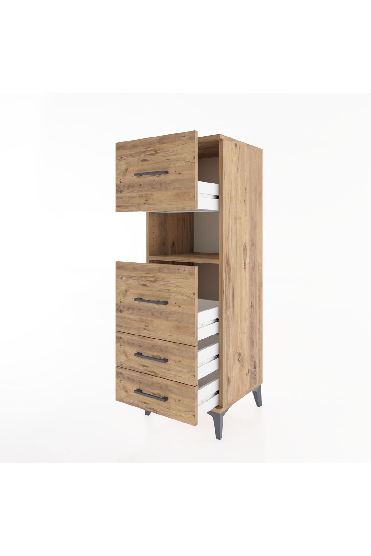 Hyperion Dolap Tek Raflı 4 Çekmeceli 44x44x134 - S49M042V9B