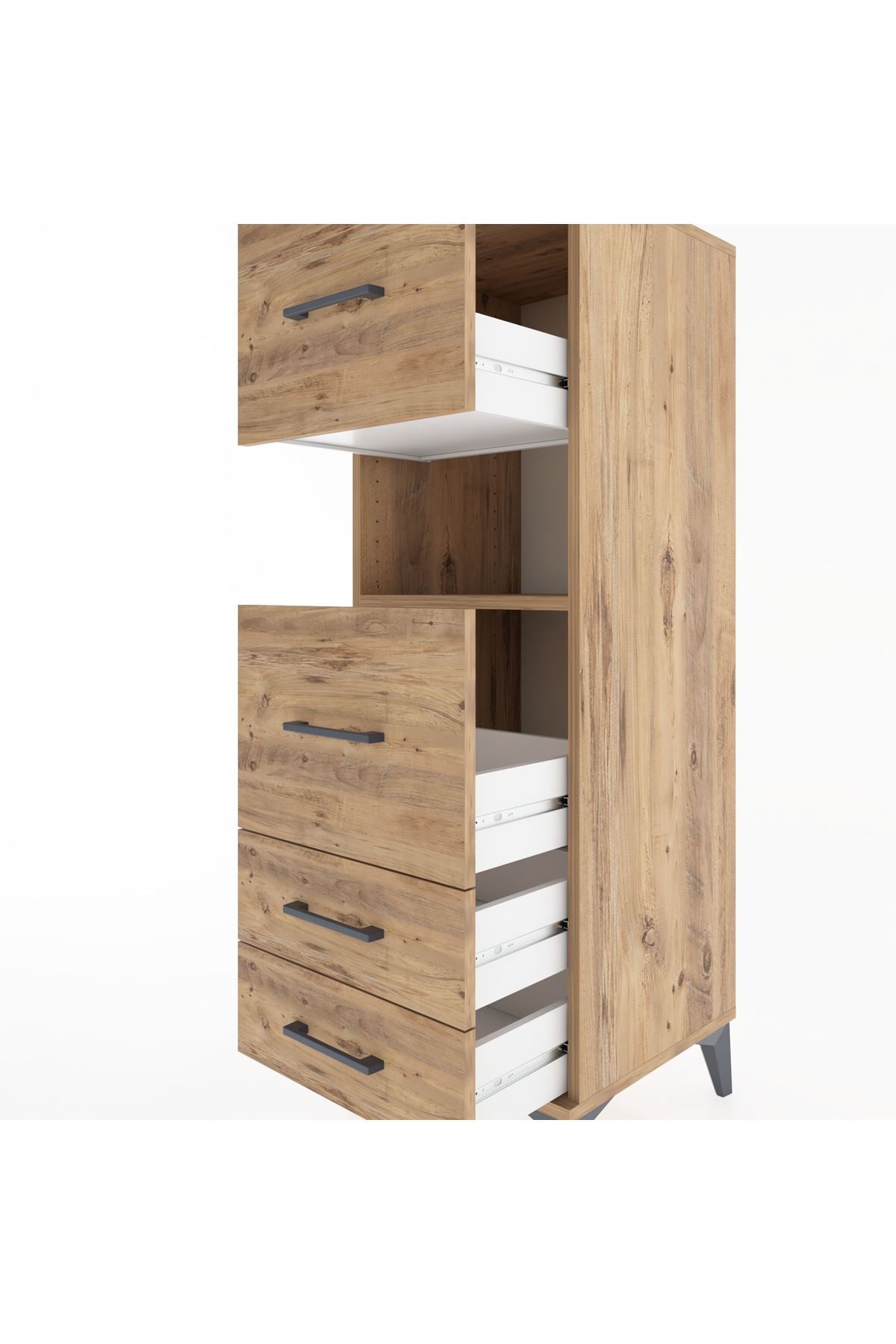 Hyperion Dolap Tek Raflı 4 Çekmeceli 44x44x134 - S49M042V9B