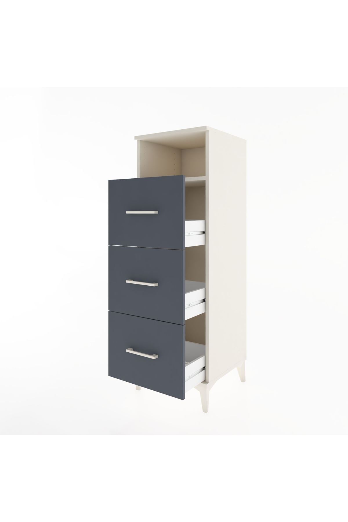 Hyperion Dolap Tek Raflı 3 Çekmeceli 44x44x134 - S49M048V2B