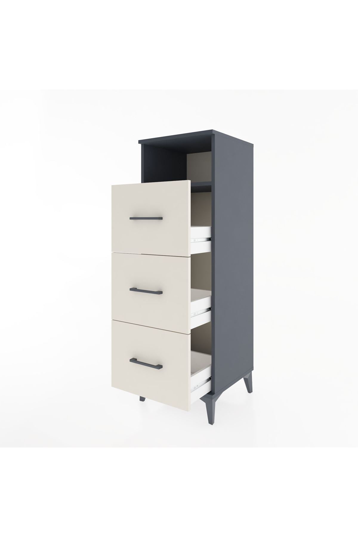 Hyperion Dolap Tek Raflı 3 Çekmeceli 44x44x134 - S49M048V4B