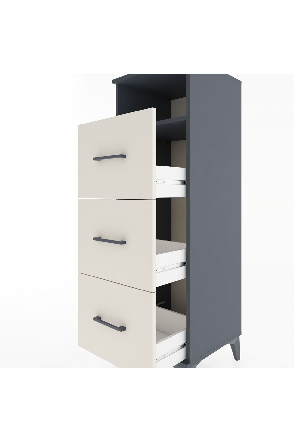Hyperion Dolap Tek Raflı 3 Çekmeceli 44x44x134 - S49M048V4B