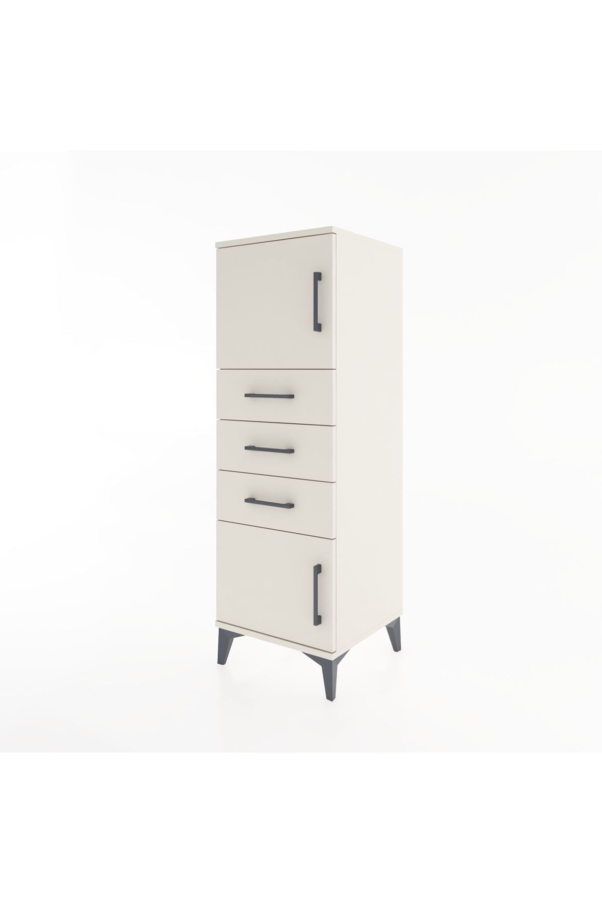 Hyperion Dolap Tek Raflı 3 Çekmeceli 2 Kapaklı 44x44x134 - S49M052V1B