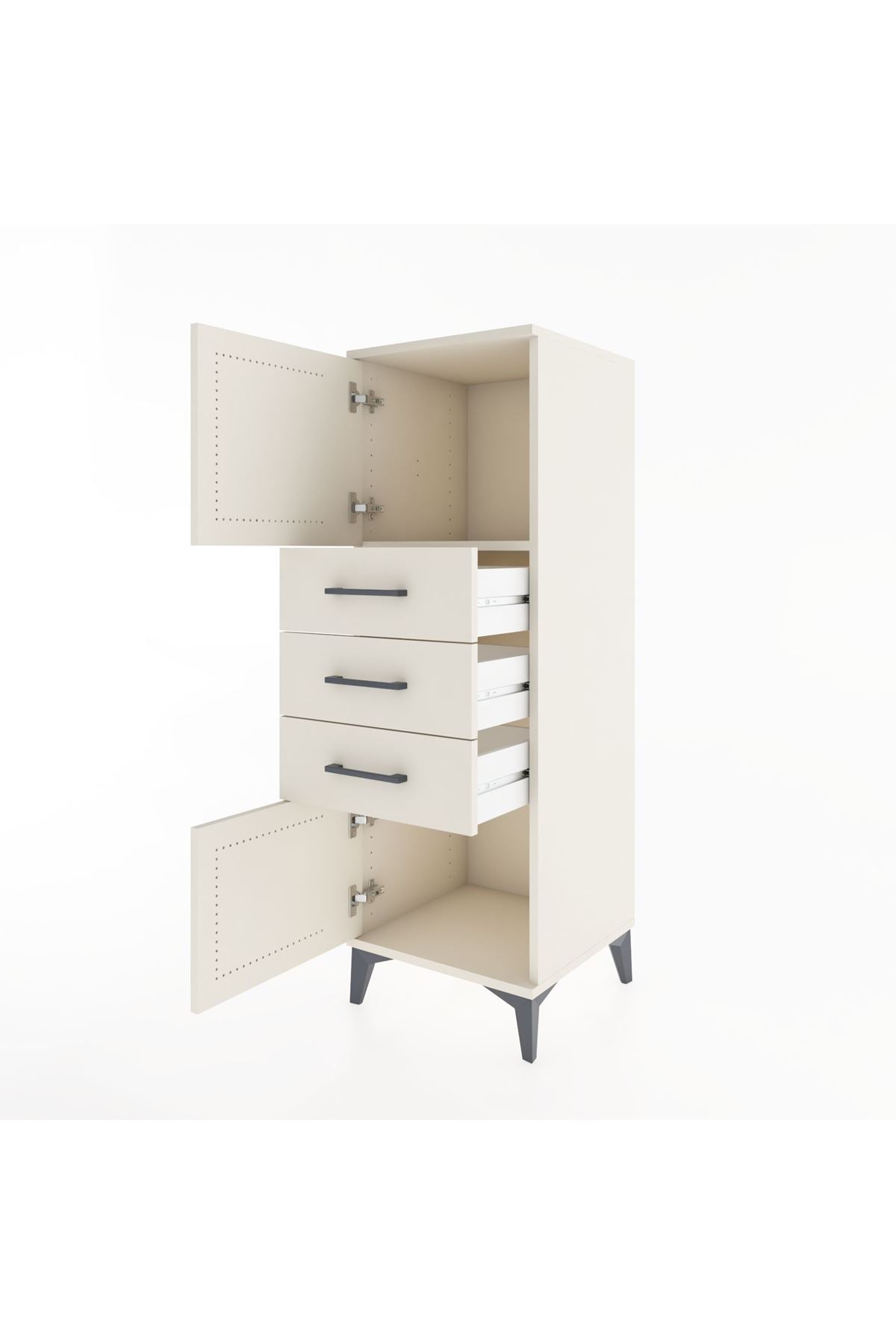 Hyperion Dolap Tek Raflı 3 Çekmeceli 2 Kapaklı 44x44x134 - S49M052V1B