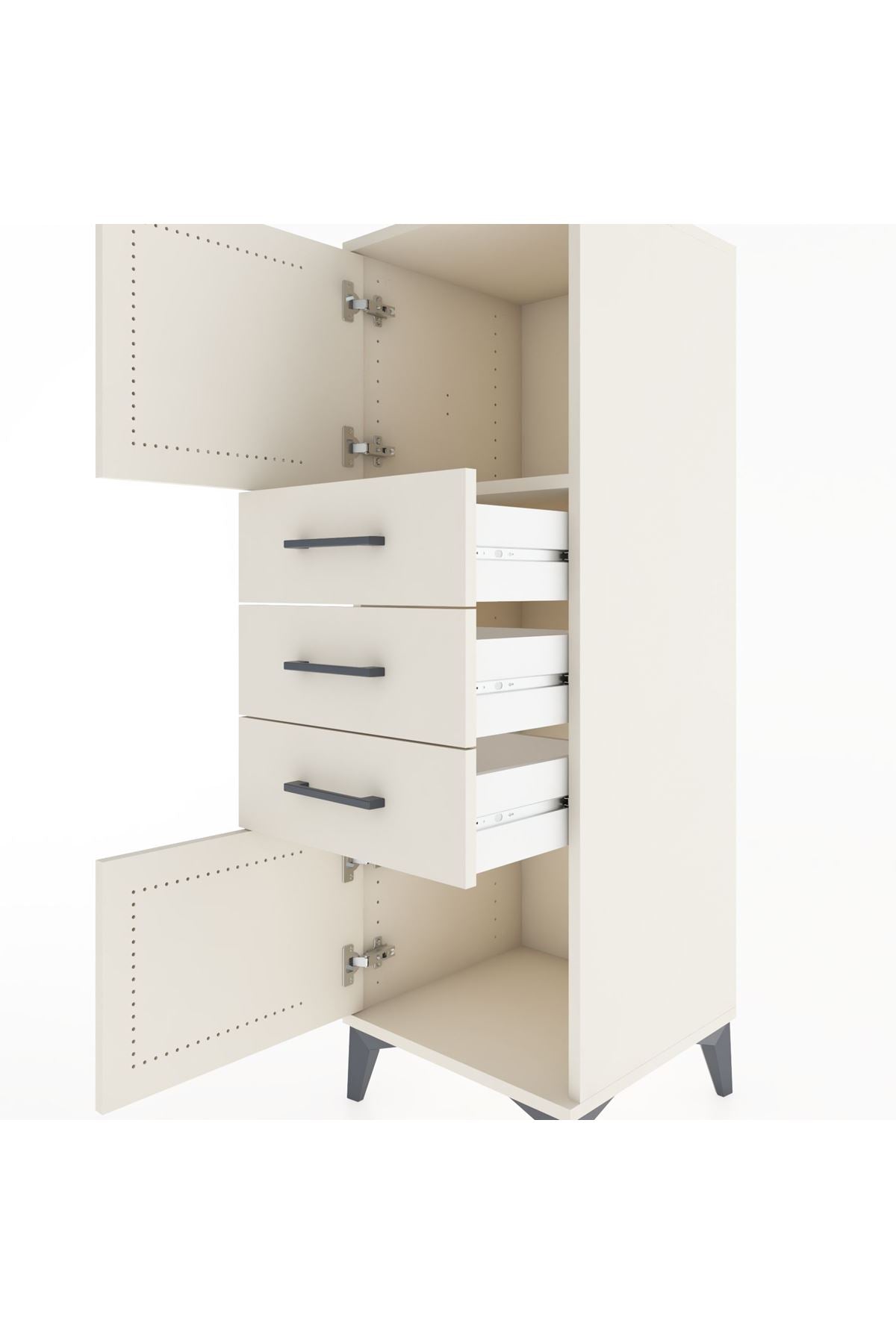 Hyperion Dolap Tek Raflı 3 Çekmeceli 2 Kapaklı 44x44x134 - S49M052V1B