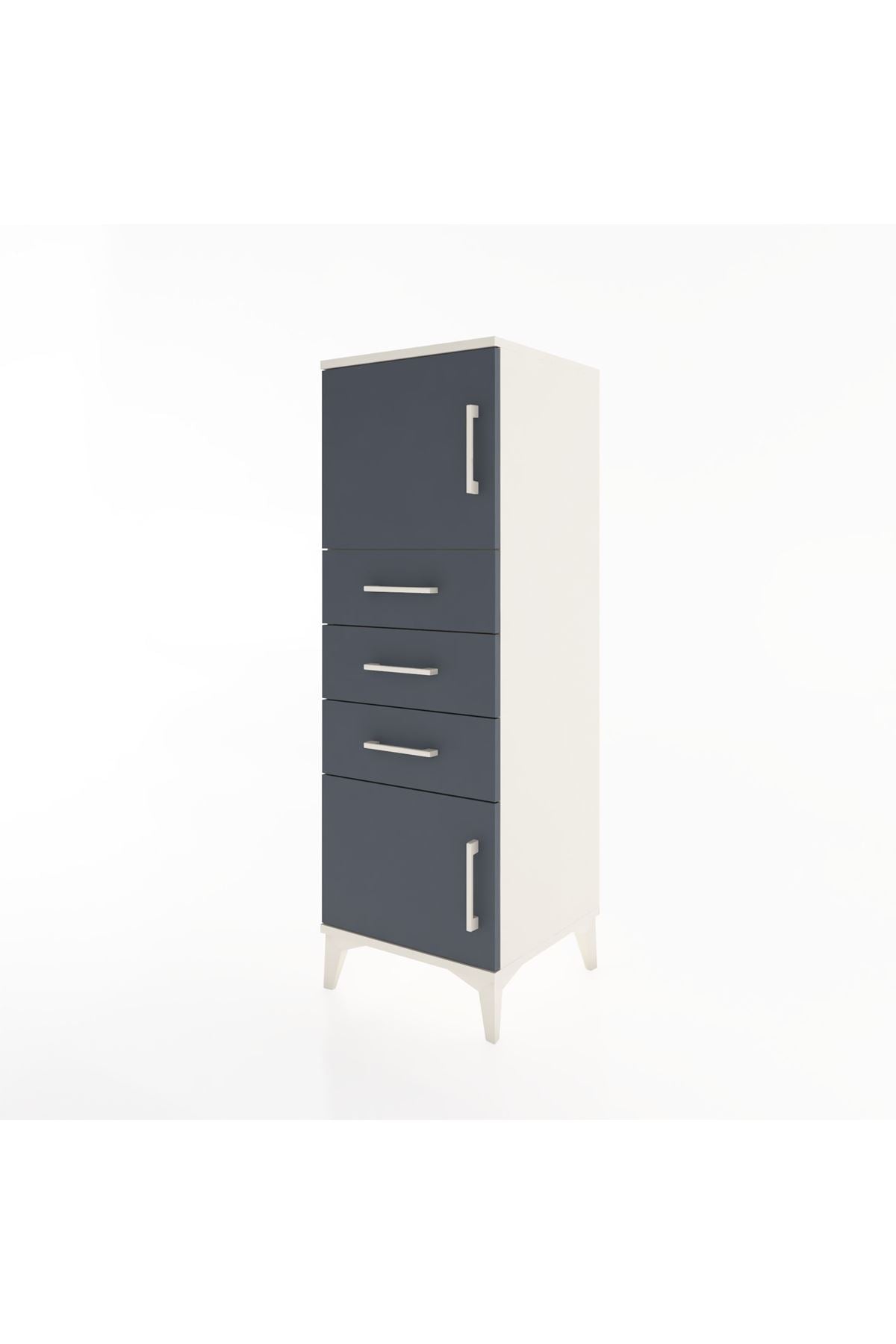 Hyperion Dolap Tek Raflı 3 Çekmeceli 2 Kapaklı 44x44x134 - S49M052V2B