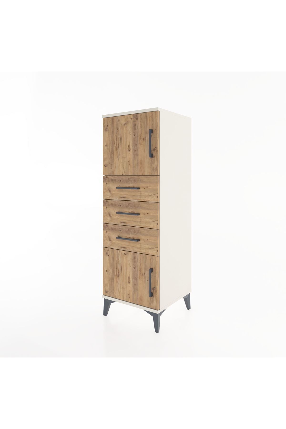 Hyperion Dolap Tek Raflı 3 Çekmeceli 2 Kapaklı 44x44x134 - S49M052V3B