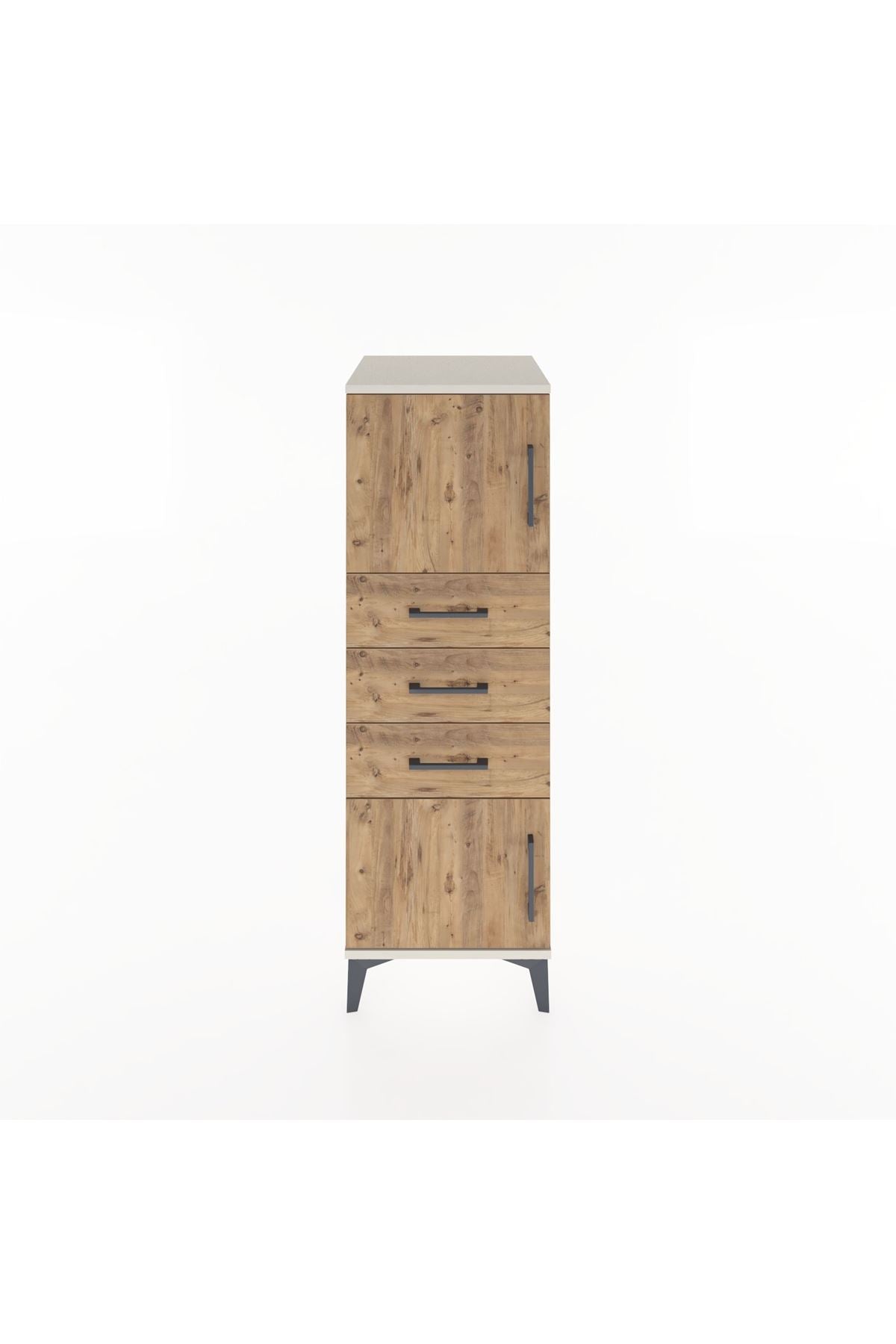 Hyperion Dolap Tek Raflı 3 Çekmeceli 2 Kapaklı 44x44x134 - S49M052V3B