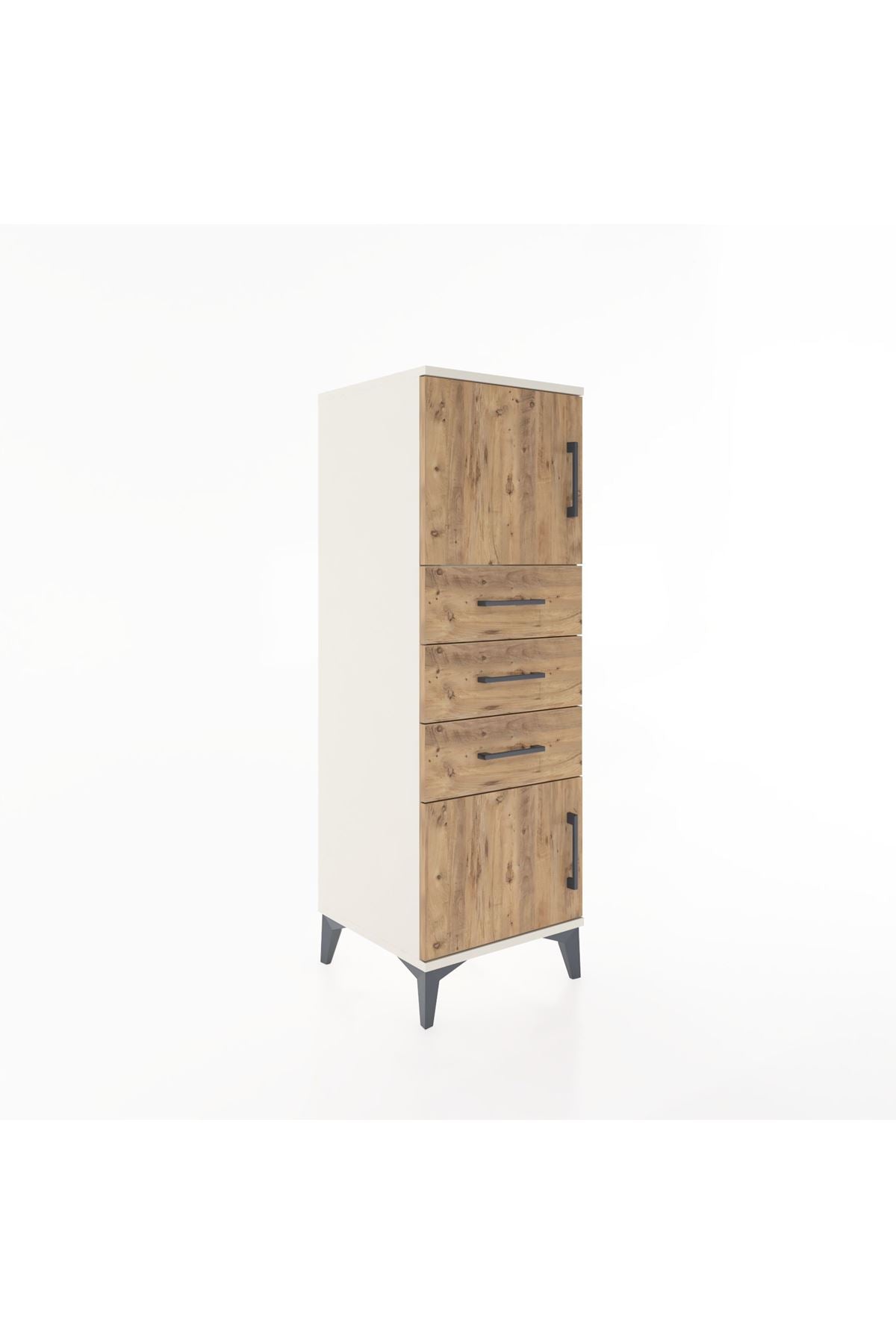 Hyperion Dolap Tek Raflı 3 Çekmeceli 2 Kapaklı 44x44x134 - S49M052V3B
