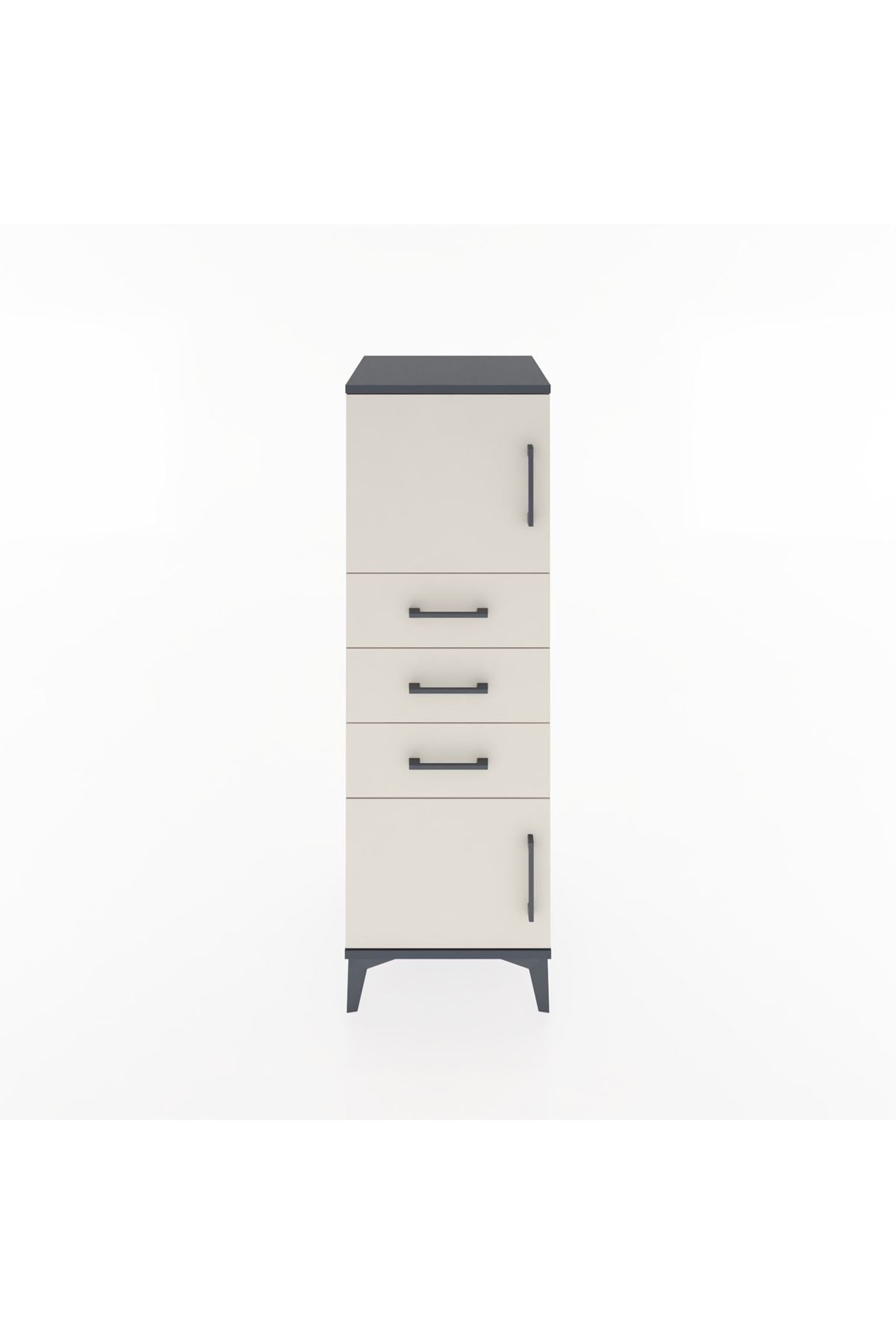 Hyperion Dolap Tek Raflı 3 Çekmeceli 2 Kapaklı 44x44x134 - S49M052V4B