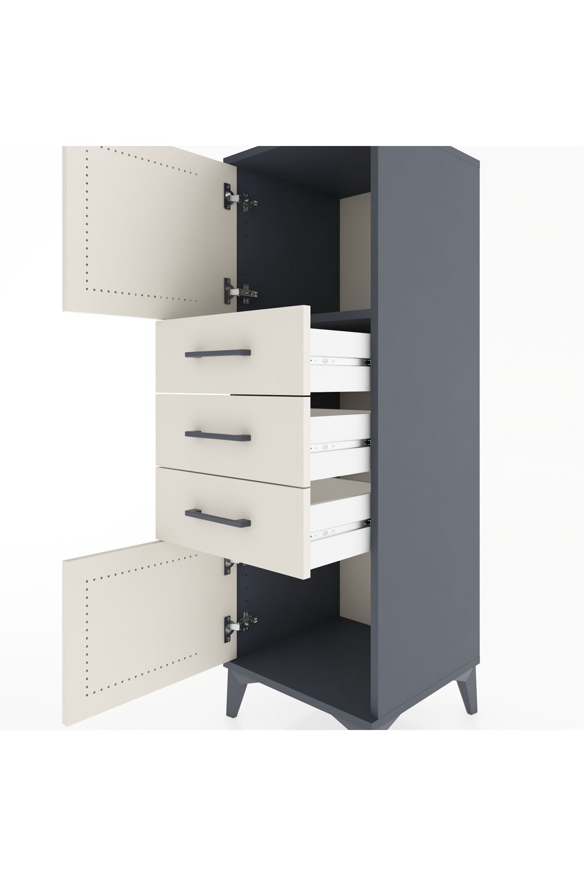 Hyperion Dolap Tek Raflı 3 Çekmeceli 2 Kapaklı 44x44x134 - S49M052V4B
