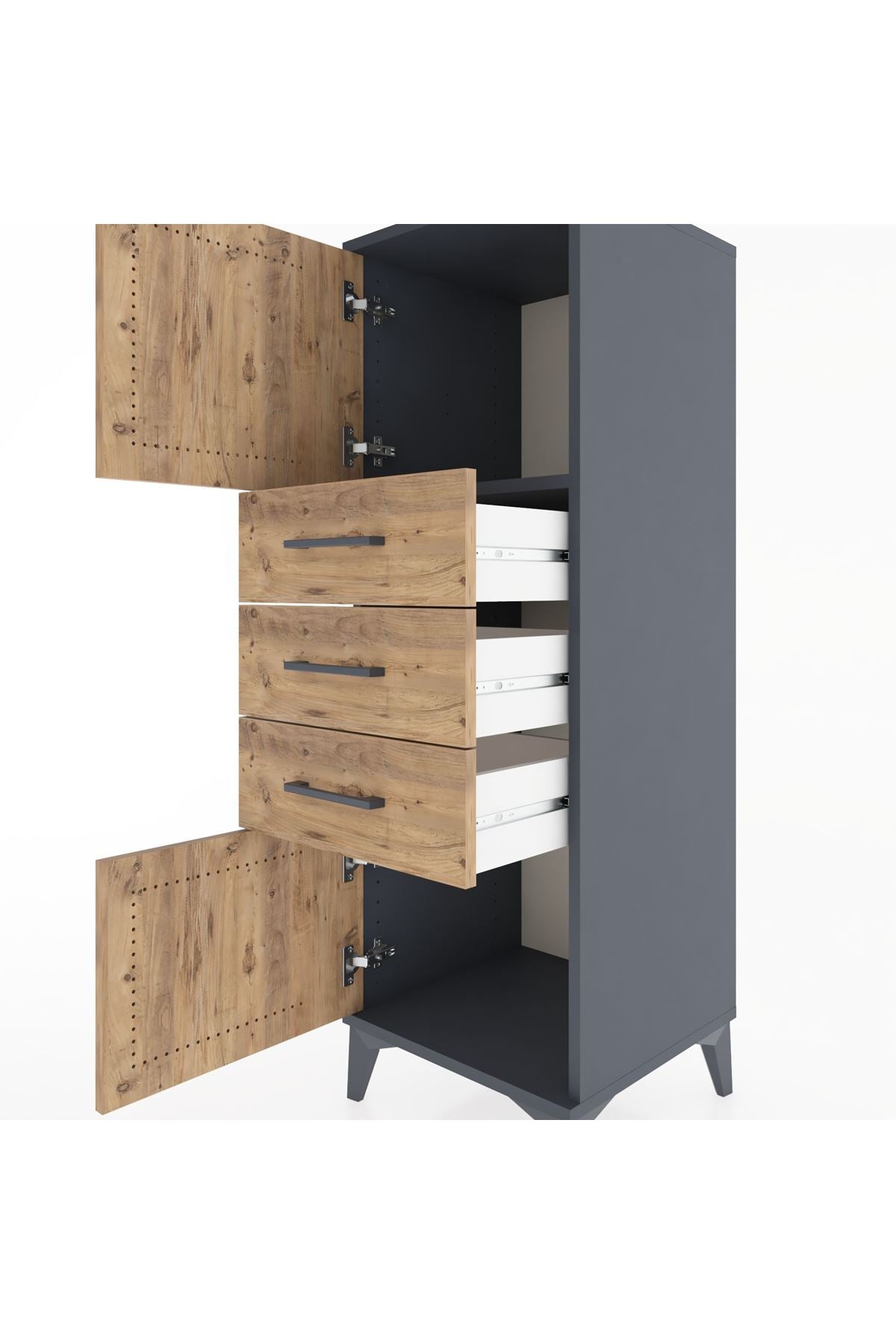 Hyperion Dolap Tek Raflı 3 Çekmeceli 2 Kapaklı 44x44x134 - S49M052V6B