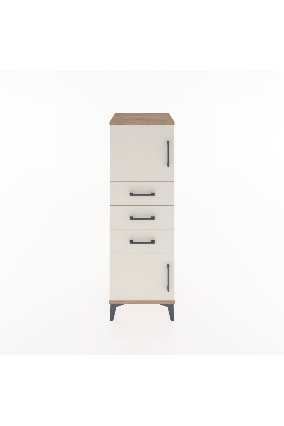 Hyperion Dolap Tek Raflı 3 Çekmeceli 2 Kapaklı 44x44x134 - S49M052V7B