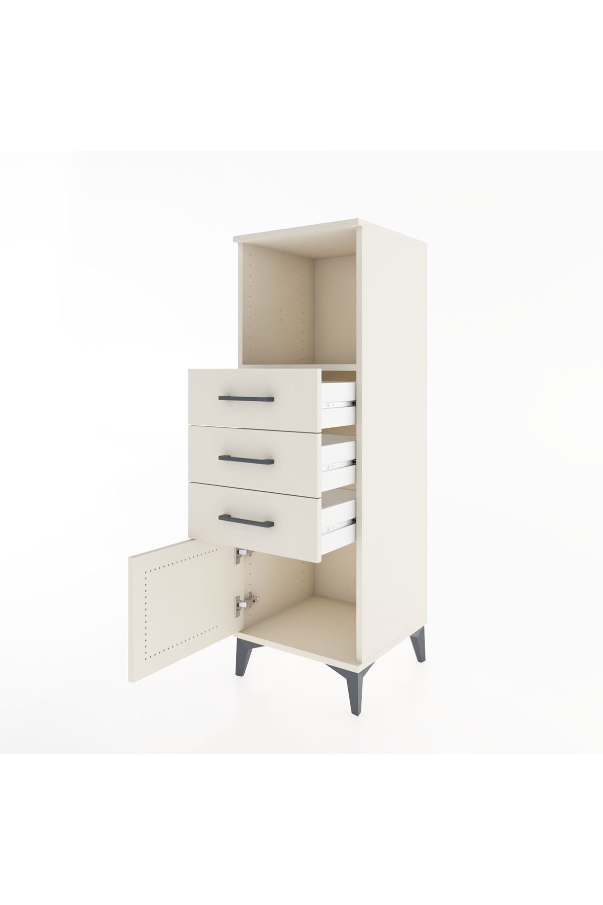 Hyperion Dolap Tek Raflı 3 Çekmeceli Tek Kapaklı 44x44x134 - S49M053V1B