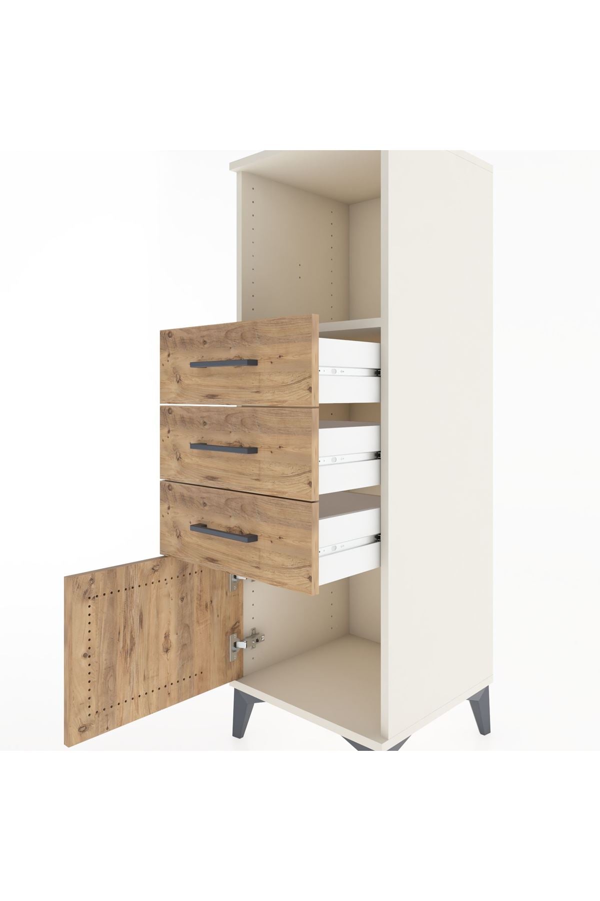 Hyperion Dolap Tek Raflı 3 Çekmeceli Tek Kapaklı 44x44x134 - S49M053V3B