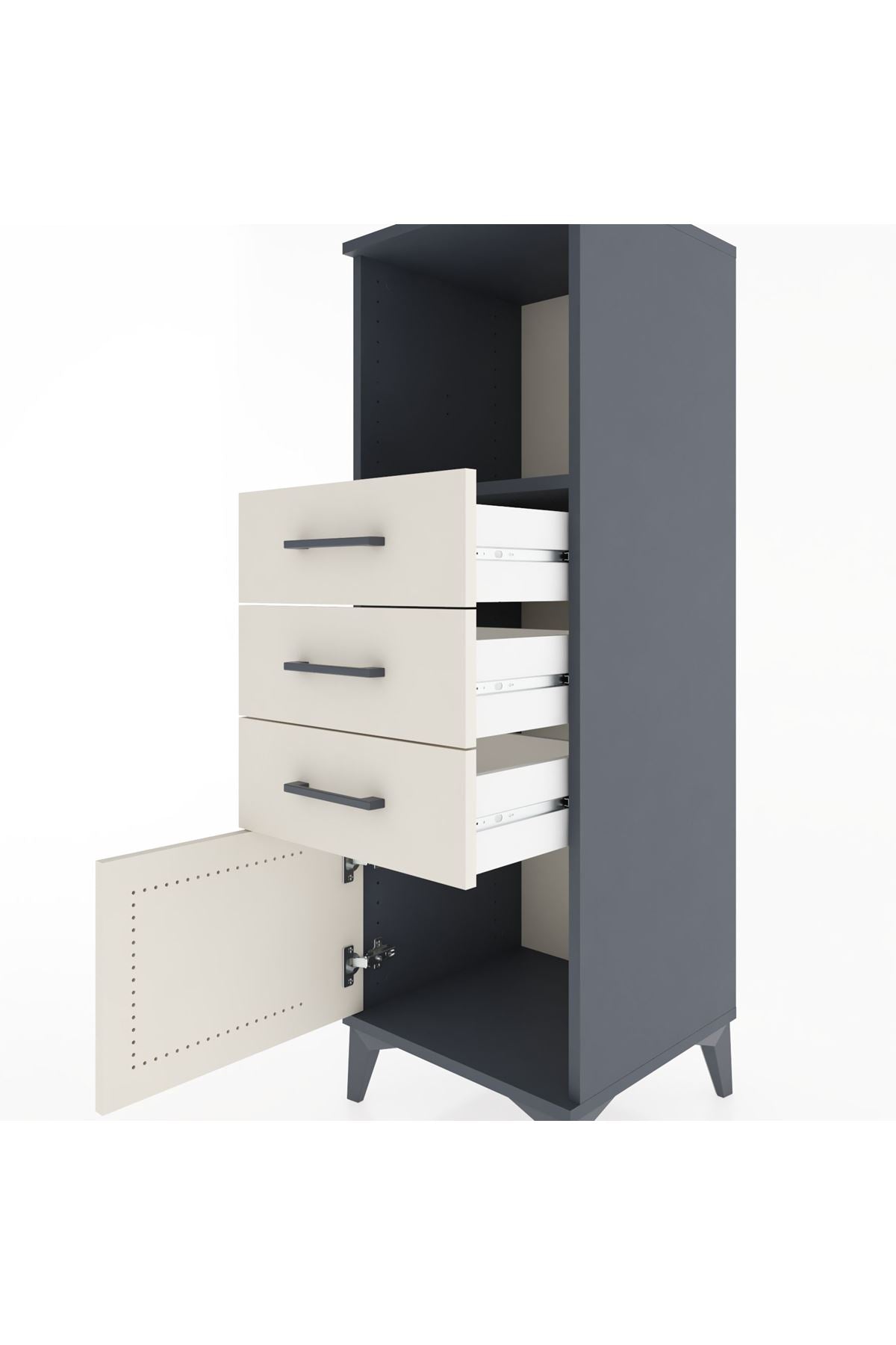 Hyperion Dolap Tek Raflı 3 Çekmeceli Tek Kapaklı 44x44x134 - S49M053V4B
