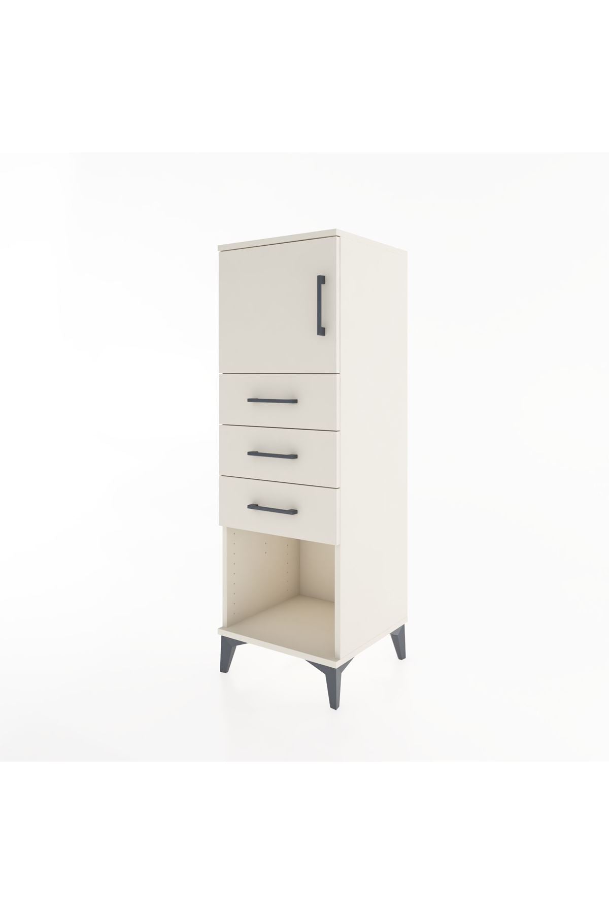 Hyperion Dolap Tek Raflı 3 Çekmeceli Tek Kapaklı 44x44x134 - S49M054V1B