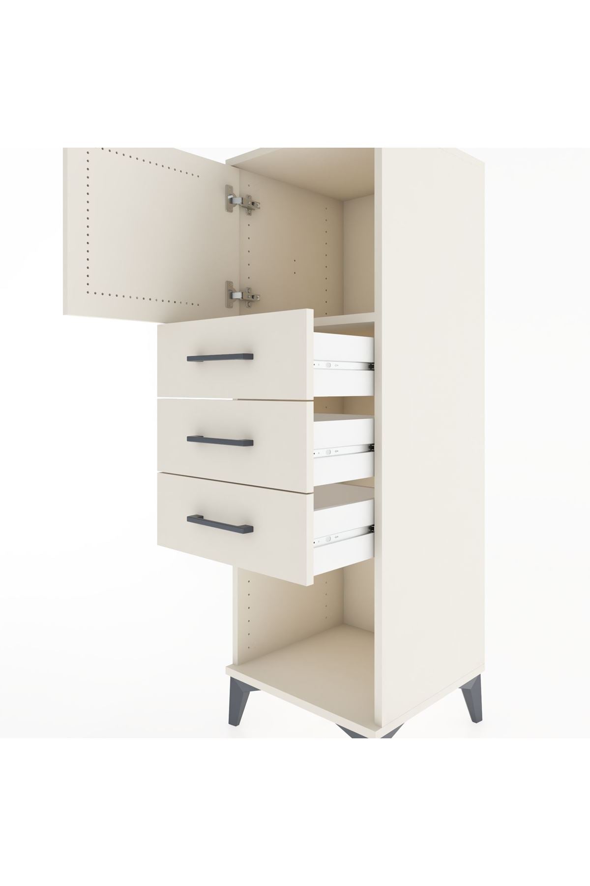 Hyperion Dolap Tek Raflı 3 Çekmeceli Tek Kapaklı 44x44x134 - S49M054V1B