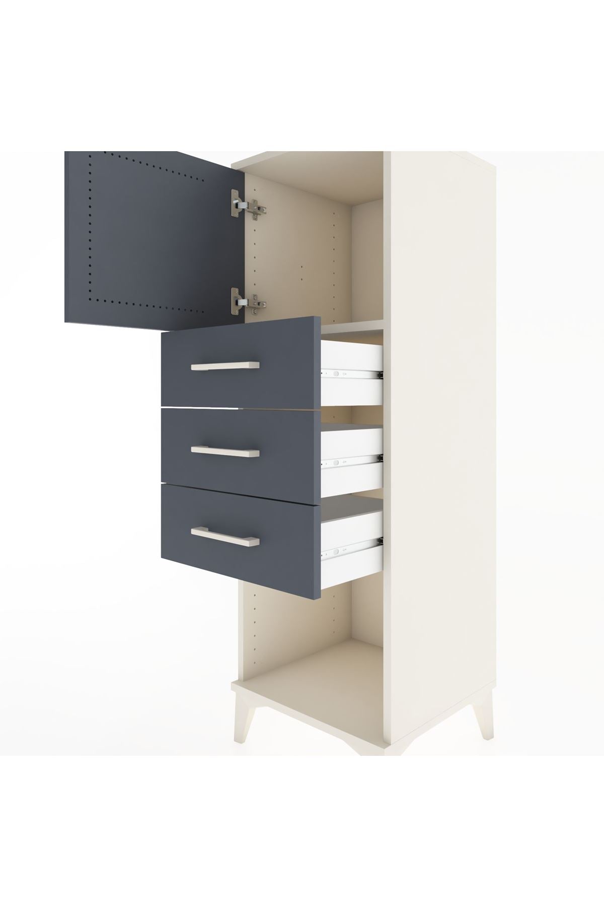 Hyperion Dolap Tek Raflı 3 Çekmeceli Tek Kapaklı 44x44x134 - S49M054V2B