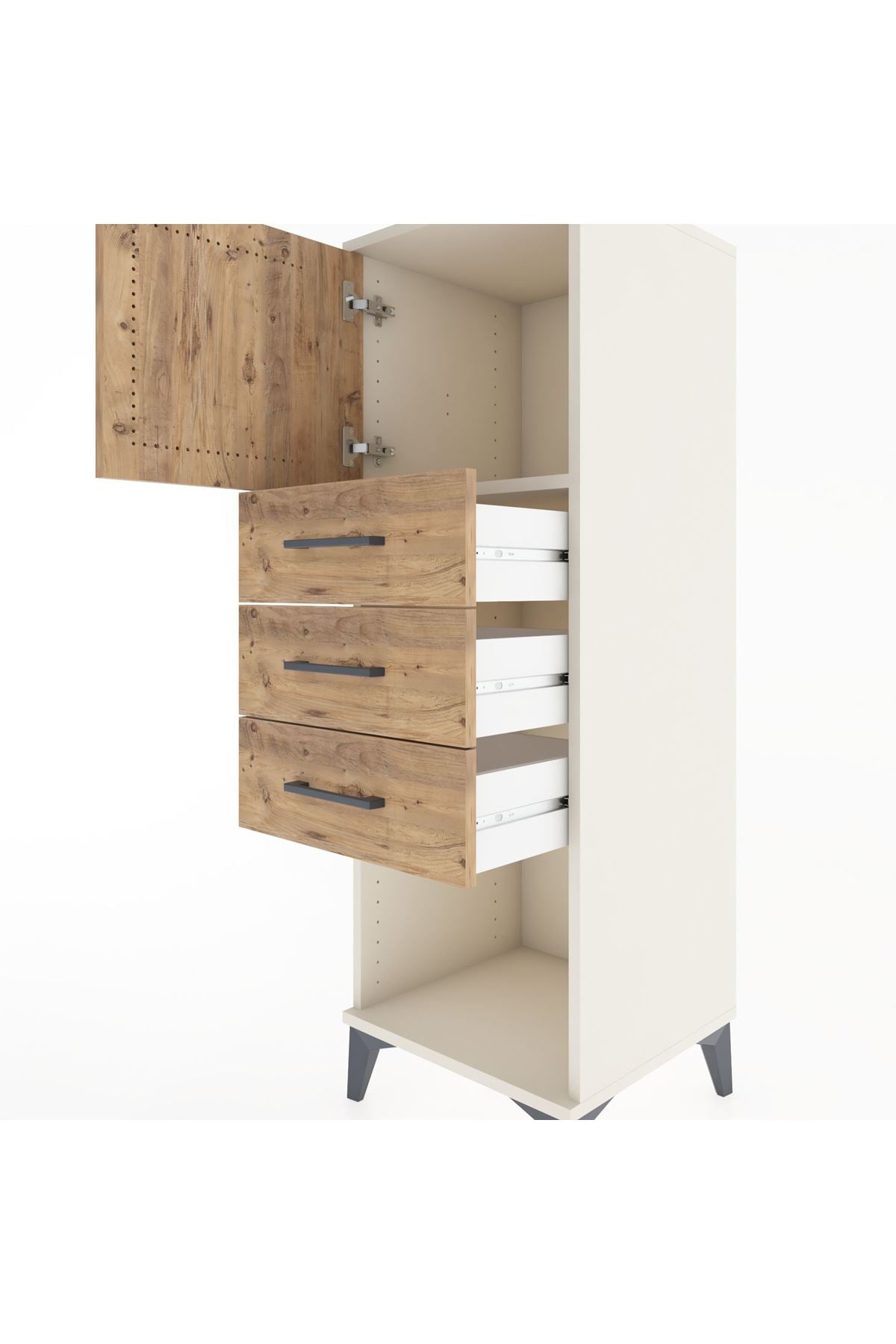 Hyperion Dolap Tek Raflı 3 Çekmeceli Tek Kapaklı 44x44x134 - S49M054V3B