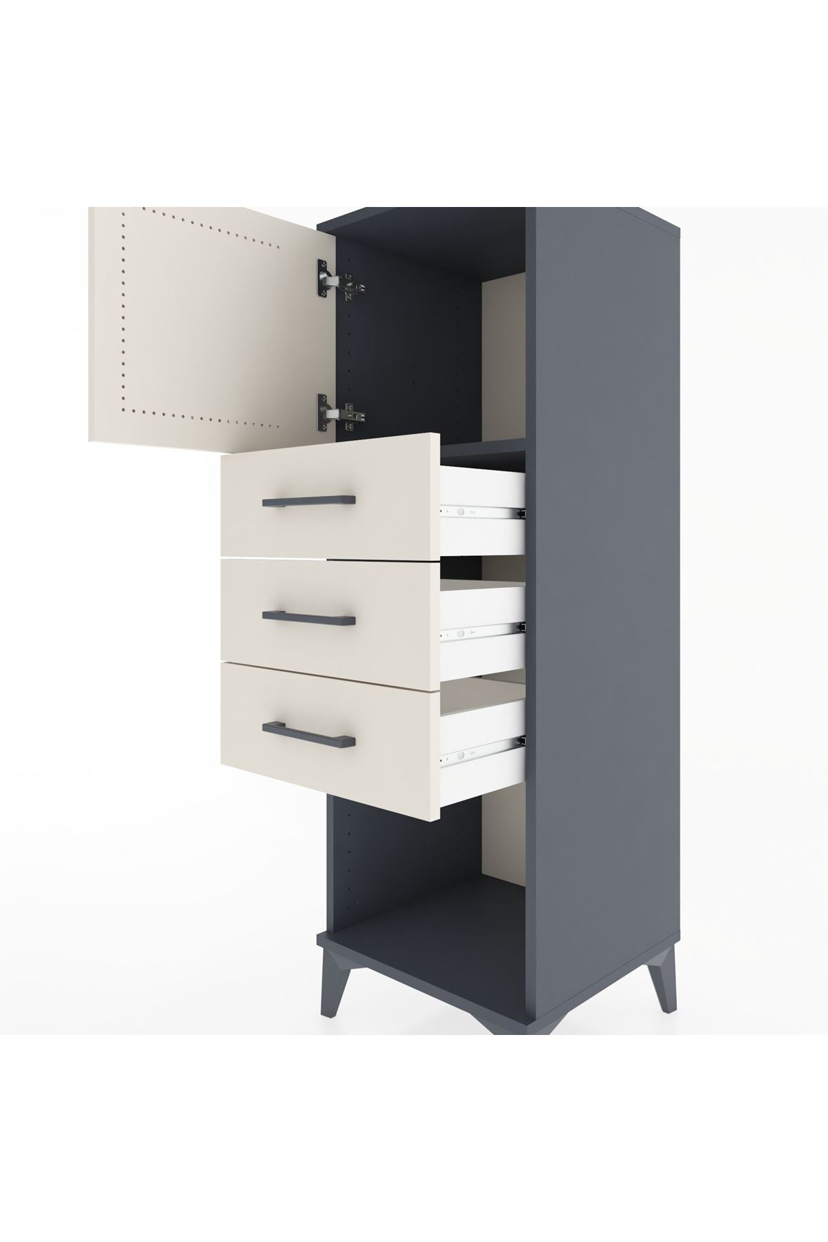 Hyperion Dolap Tek Raflı 3 Çekmeceli Tek Kapaklı 44x44x134 - S49M054V4B