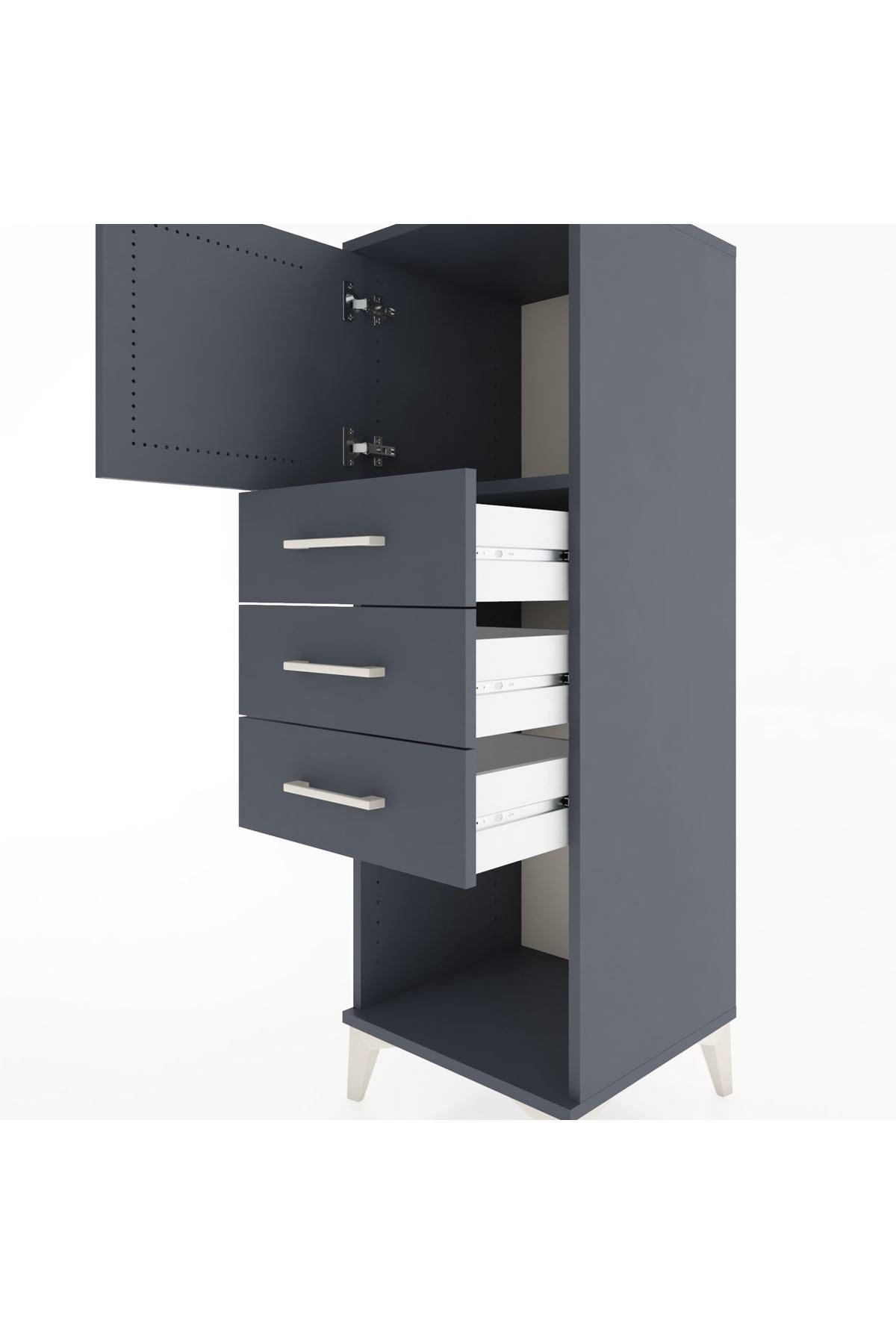 Hyperion Dolap Tek Raflı 3 Çekmeceli Tek Kapaklı 44x44x134 - S49M054V5B