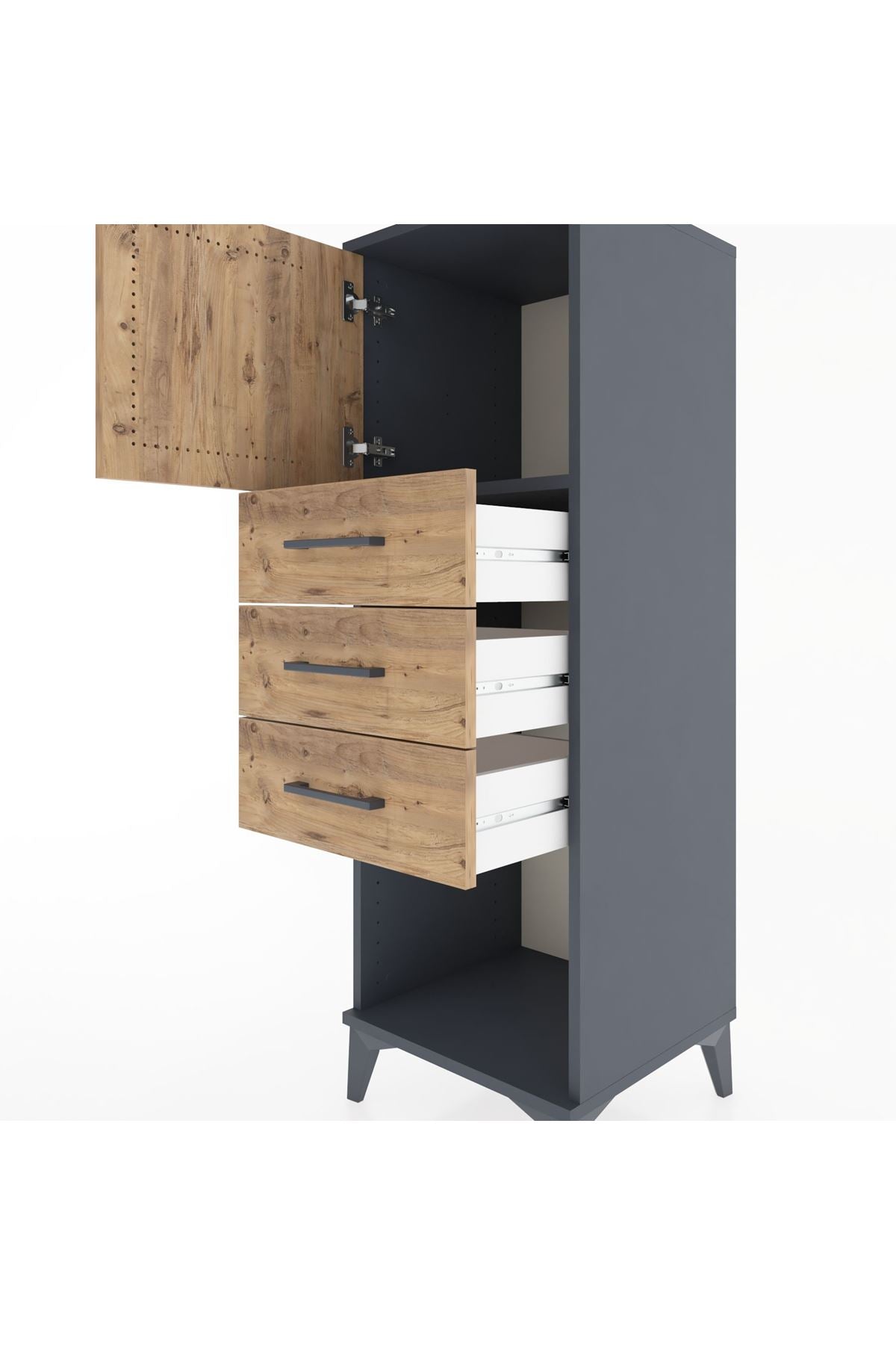 Hyperion Dolap Tek Raflı 3 Çekmeceli Tek Kapaklı 44x44x134 - S49M054V6B