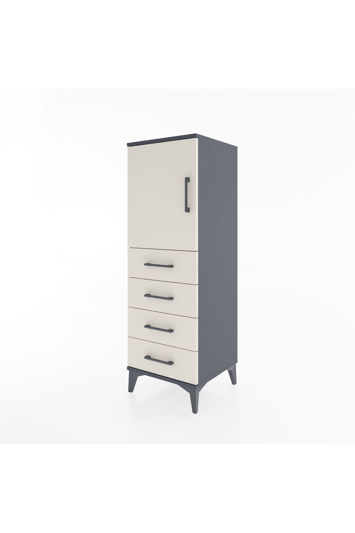 Hyperion Dolap 2 Raflı 4 Çekmeceli Tek Kapaklı 44x44x134 - S49M056V4B