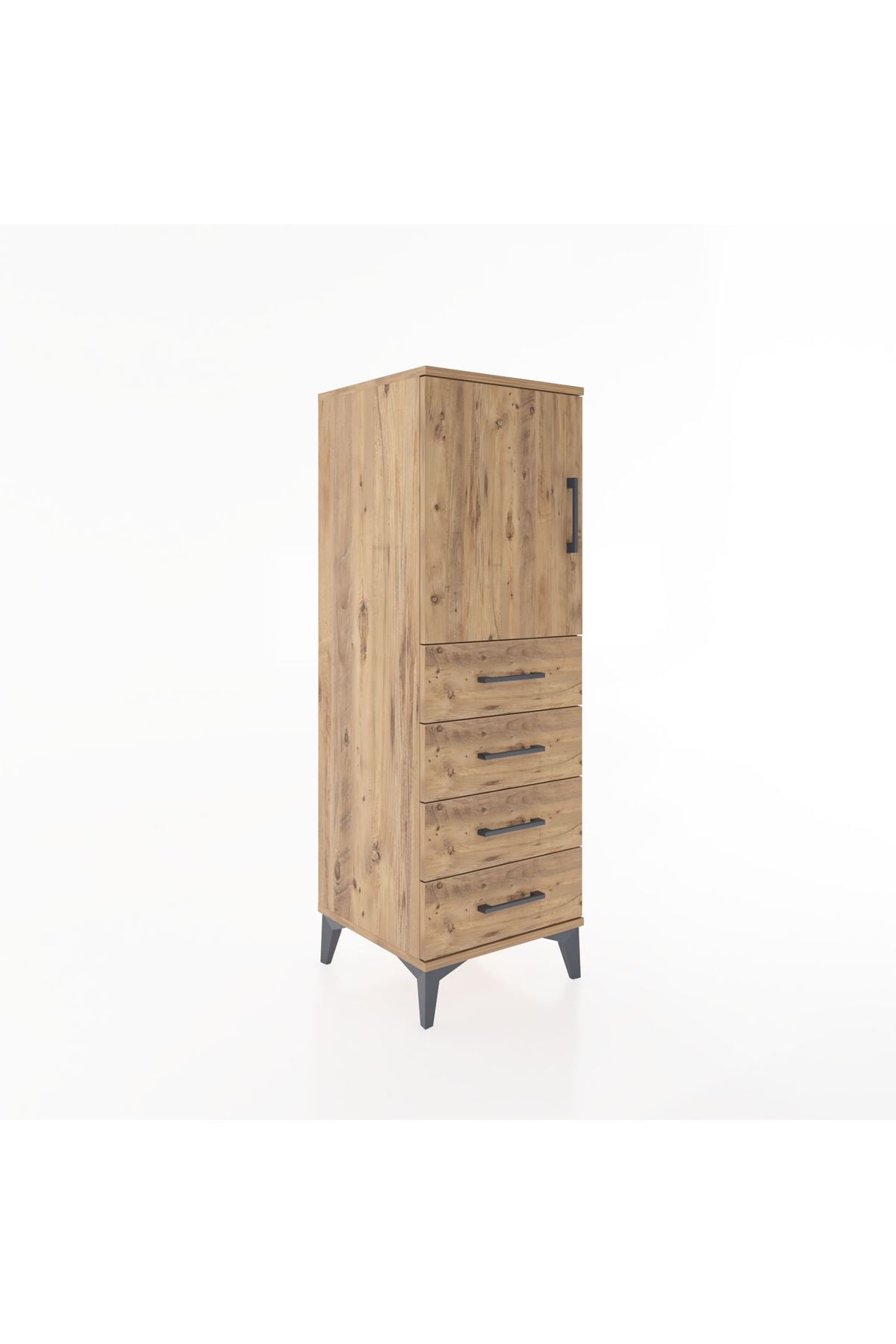 Hyperion Dolap 2 Raflı 4 Çekmeceli Tek Kapaklı 44x44x134 - S49M056V9B