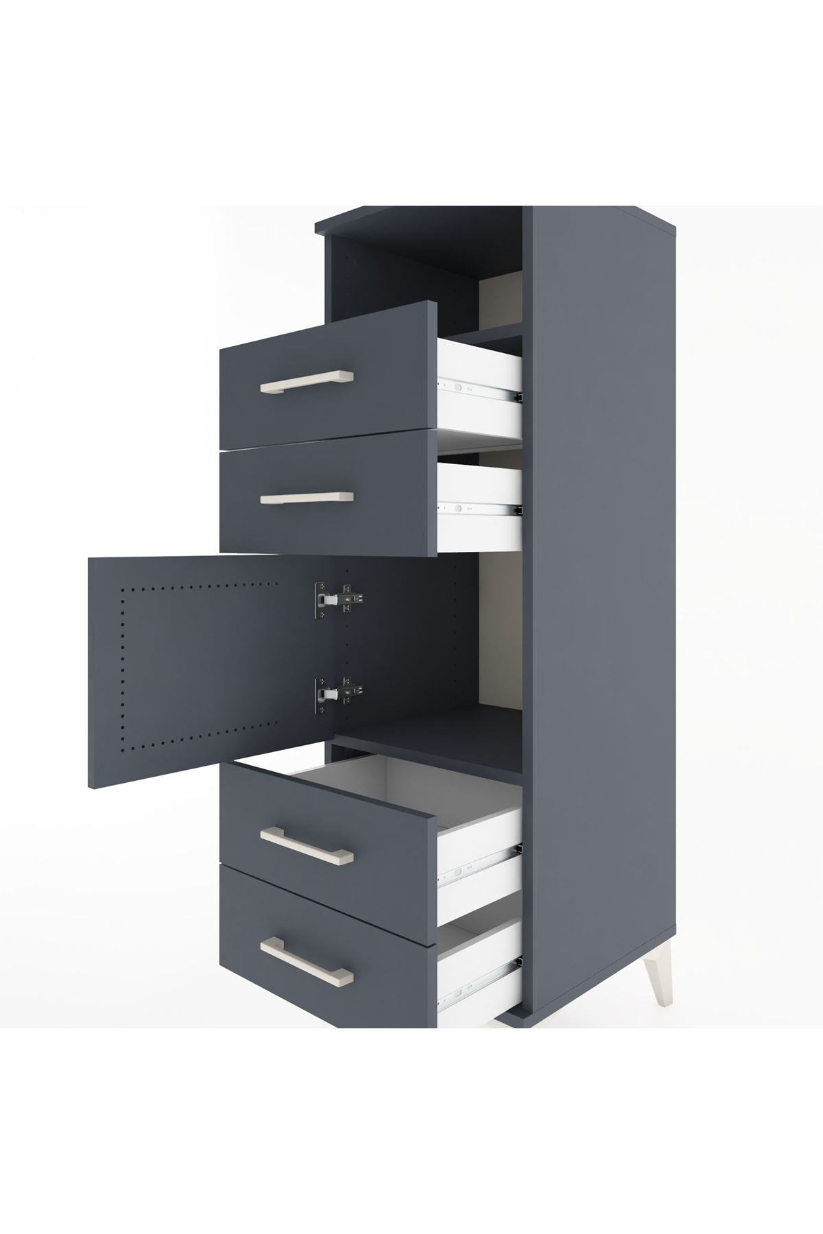 Hyperion Dolap 2 Raflı 4 Çekmeceli Tek Kapaklı 44x44x134 - S49M057V5B