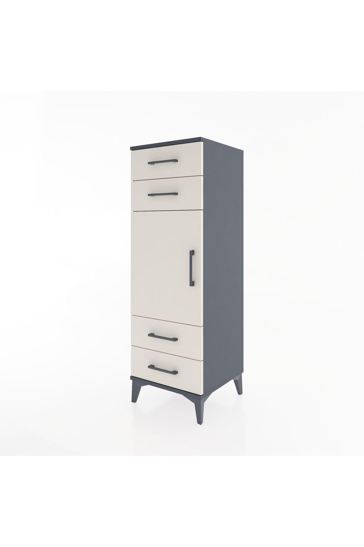 Hyperion Dolap 2 Raflı 4 Çekmeceli Tek Kapaklı 44x44x134 - S49M058V4B