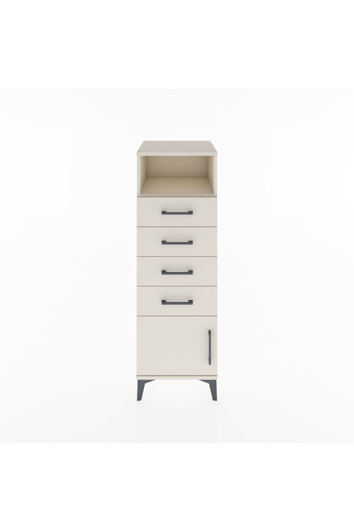Hyperion Dolap Tek Raflı 4 Çekmeceli Tek Kapaklı 44x44x134 - S49M059V1B