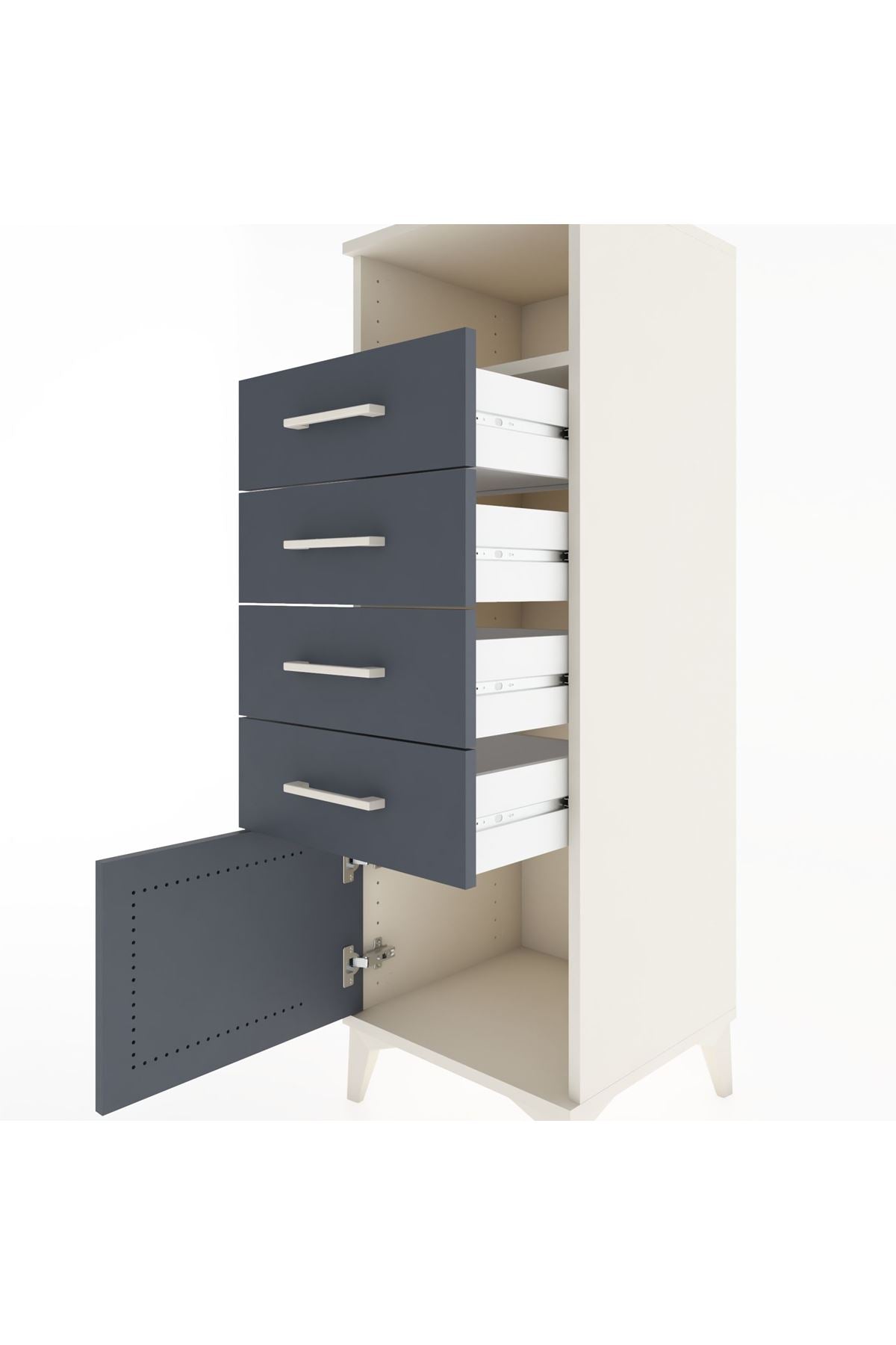 Hyperion Dolap Tek Raflı 4 Çekmeceli Tek Kapaklı 44x44x134 - S49M059V2B