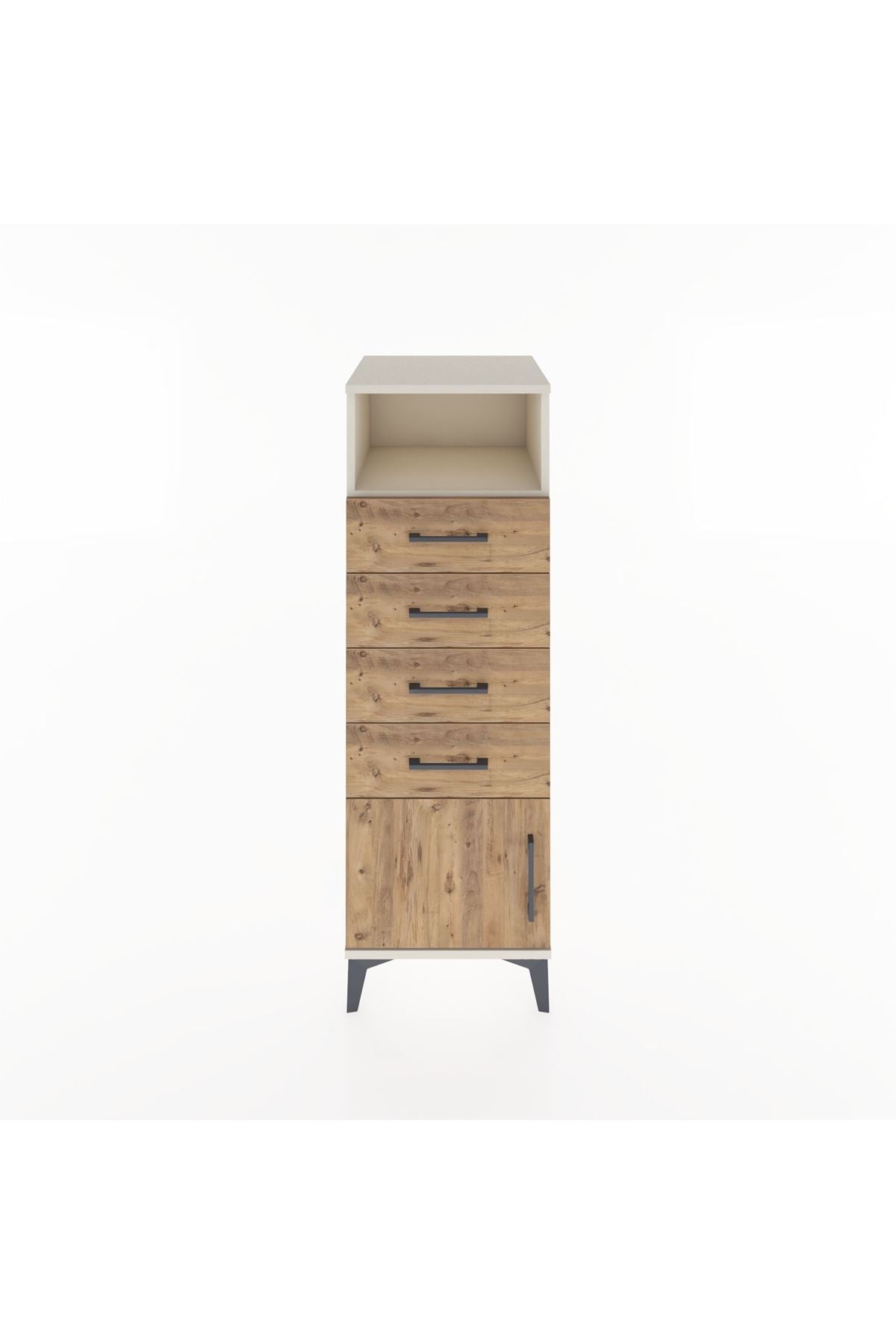 Hyperion Dolap Tek Raflı 4 Çekmeceli Tek Kapaklı 44x44x134 - S49M059V3B