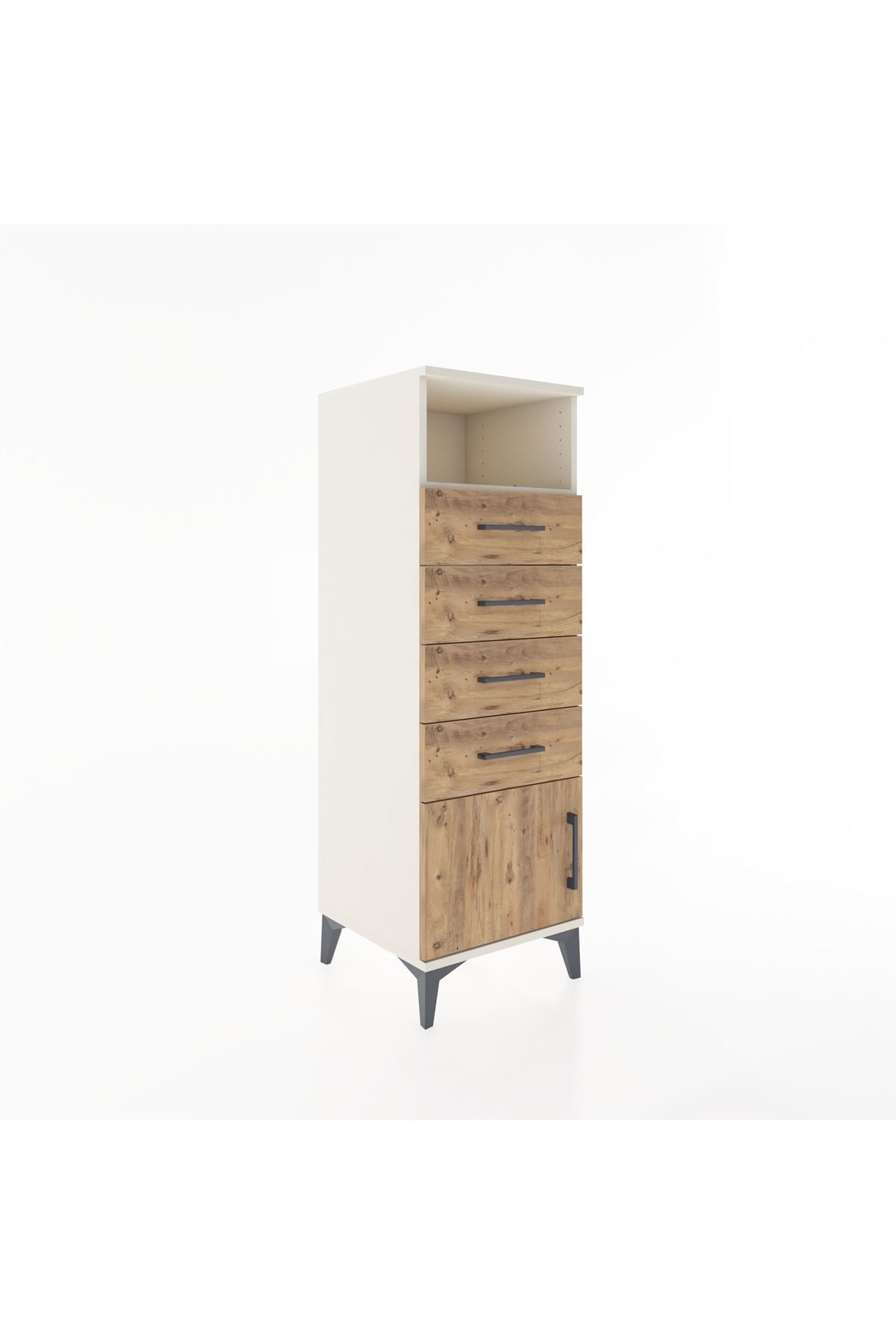 Hyperion Dolap Tek Raflı 4 Çekmeceli Tek Kapaklı 44x44x134 - S49M059V3B