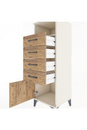 Hyperion Dolap Tek Raflı 4 Çekmeceli Tek Kapaklı 44x44x134 - S49M059V3B