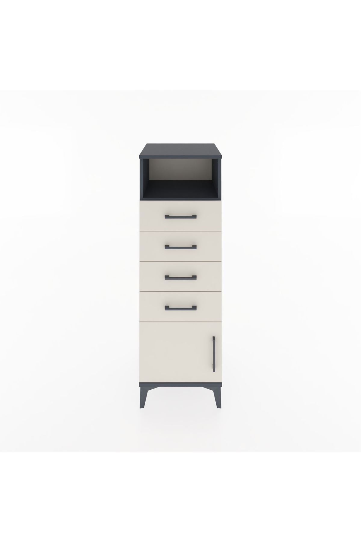 Hyperion Dolap Tek Raflı 4 Çekmeceli Tek Kapaklı 44x44x134 - S49M059V4B