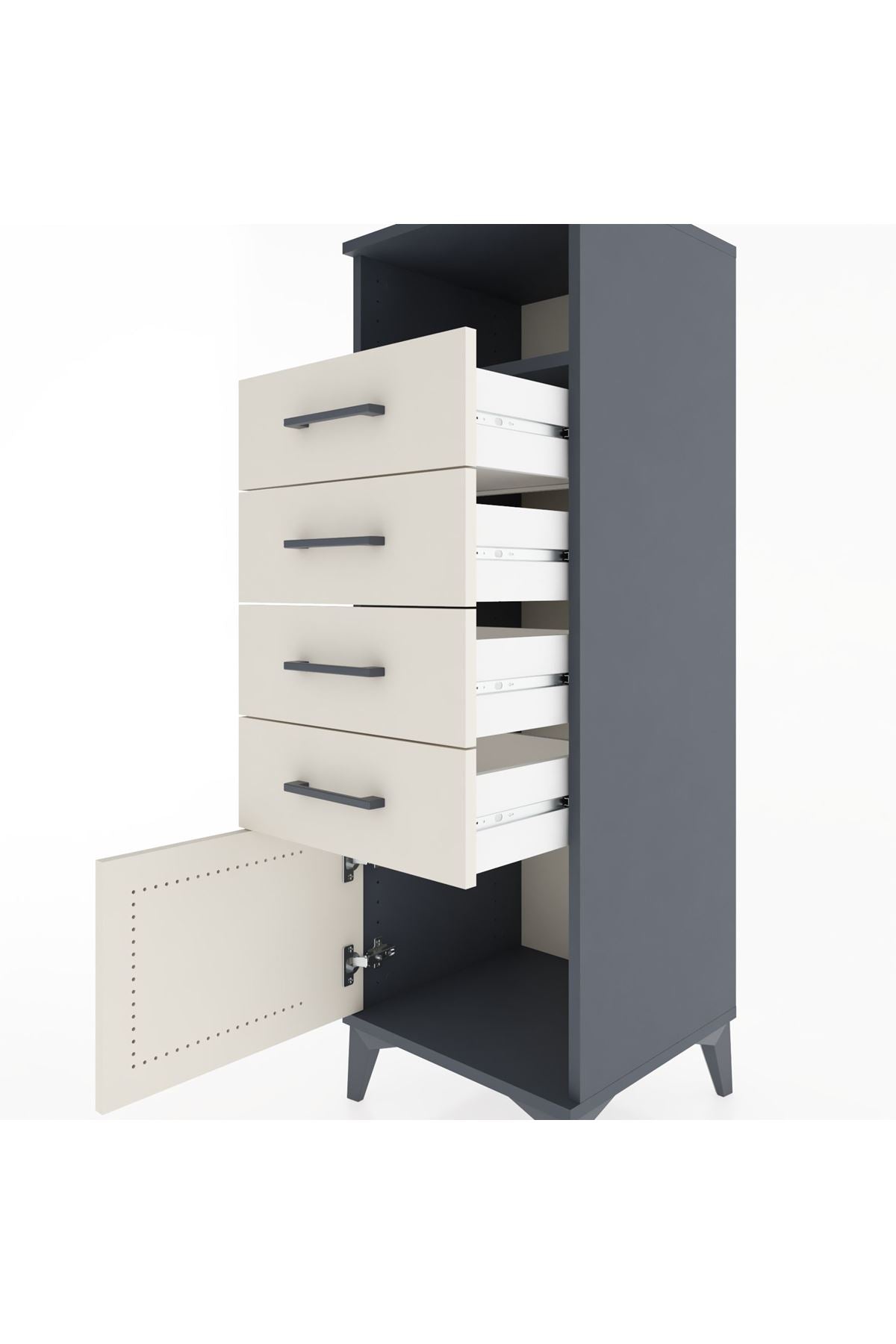 Hyperion Dolap Tek Raflı 4 Çekmeceli Tek Kapaklı 44x44x134 - S49M059V4B