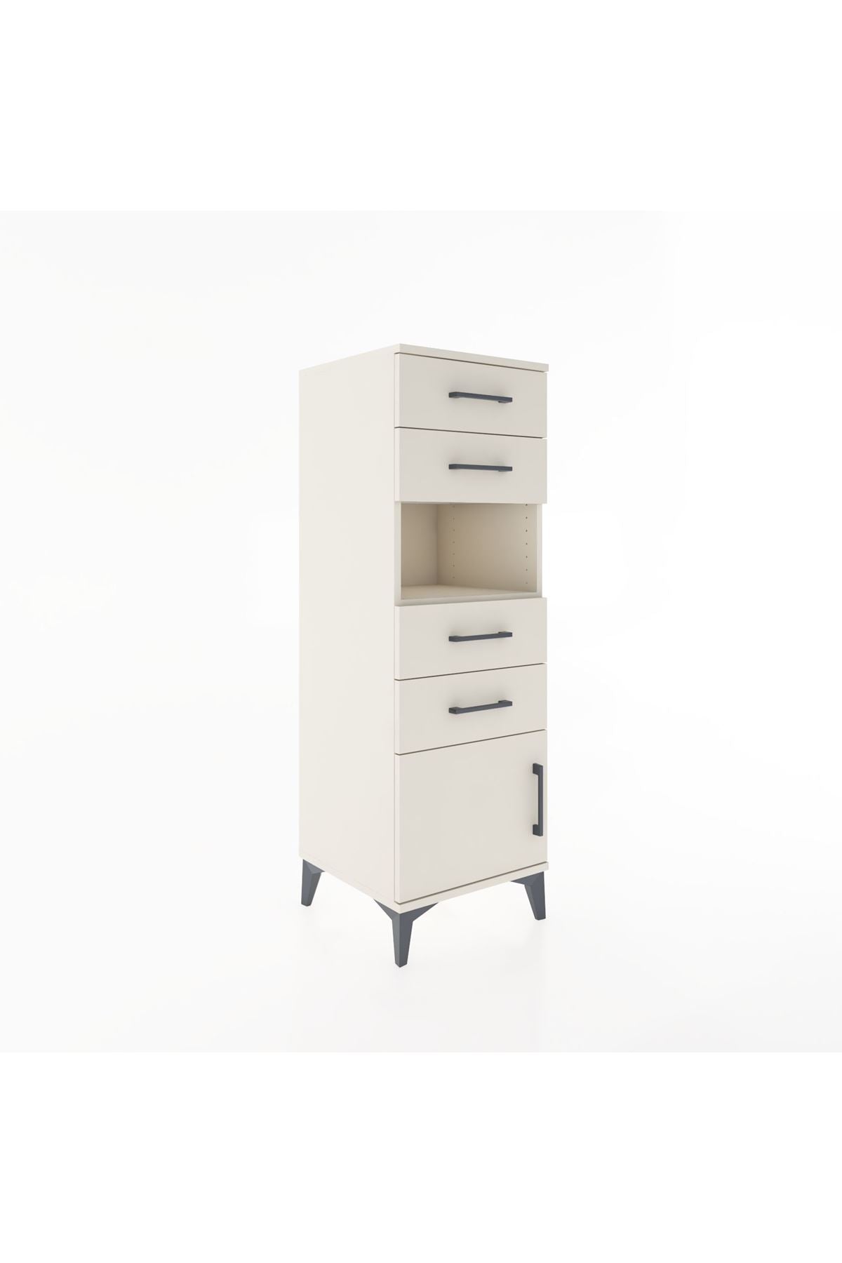 Hyperion Dolap Tek Raflı 4 Çekmeceli Tek Kapaklı 44x44x134 - S49M060V1B