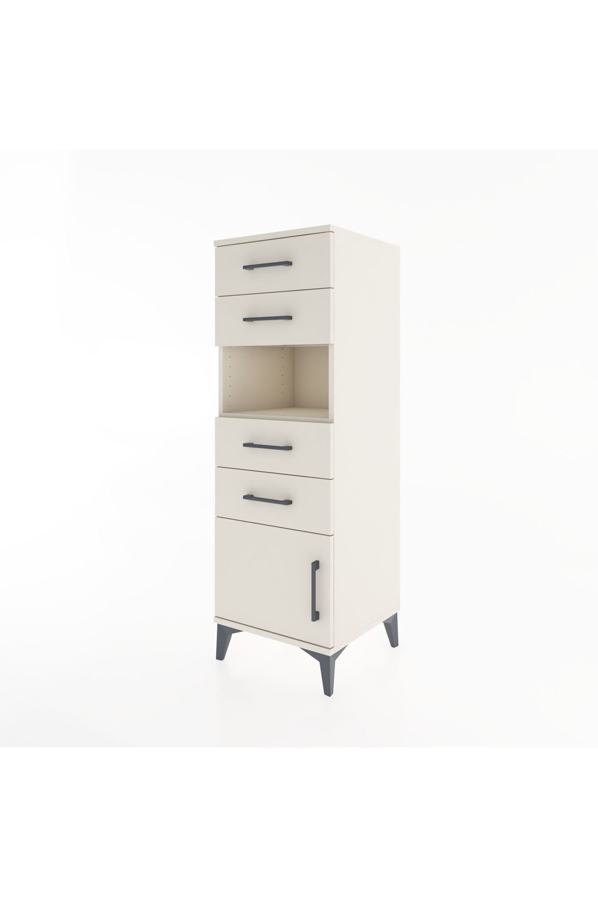 Hyperion Dolap Tek Raflı 4 Çekmeceli Tek Kapaklı 44x44x134 - S49M060V1B