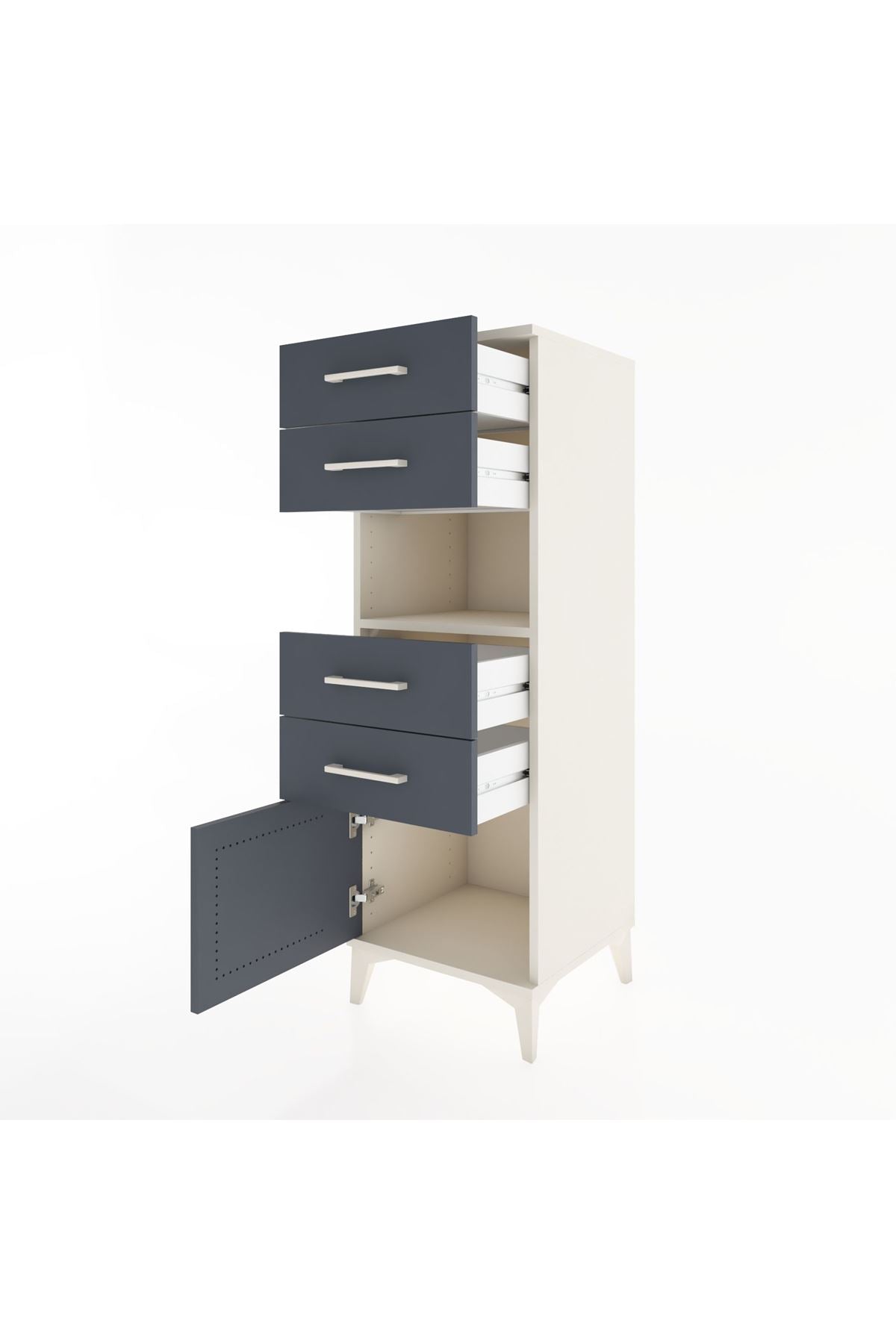 Hyperion Dolap Tek Raflı 4 Çekmeceli Tek Kapaklı 44x44x134 - S49M060V2B