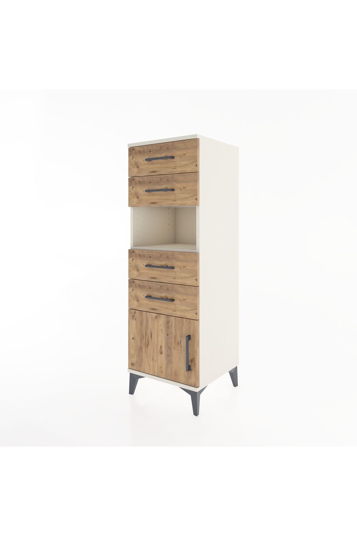 Hyperion Dolap Tek Raflı 4 Çekmeceli Tek Kapaklı 44x44x134 - S49M060V3B