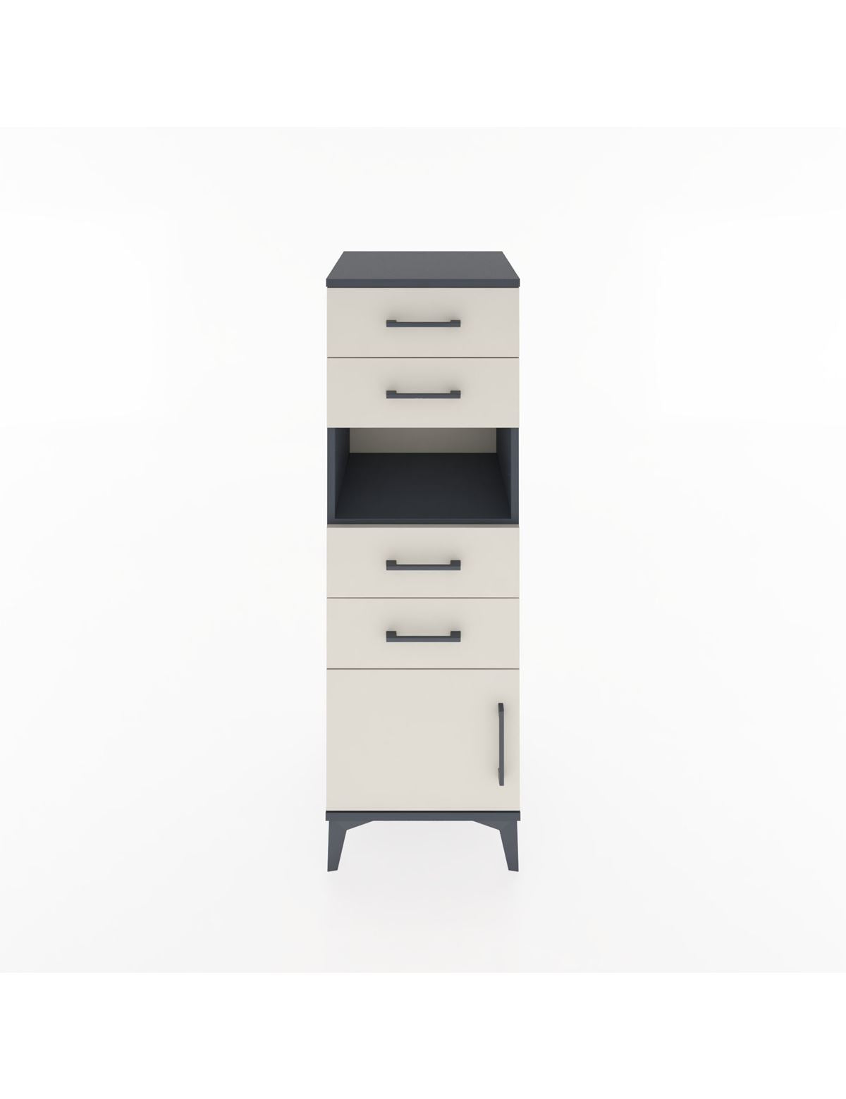 Hyperion Dolap Tek Raflı 4 Çekmeceli Tek Kapaklı 44x44x134 - S49M060V4B