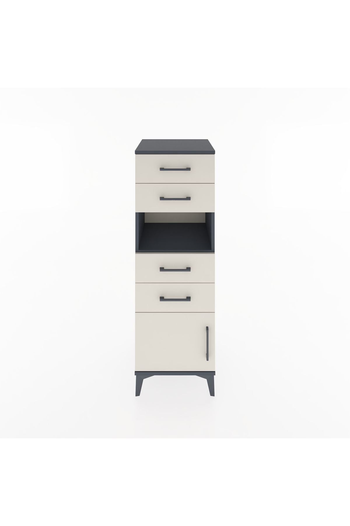Hyperion Dolap Tek Raflı 4 Çekmeceli Tek Kapaklı 44x44x134 - S49M060V4B