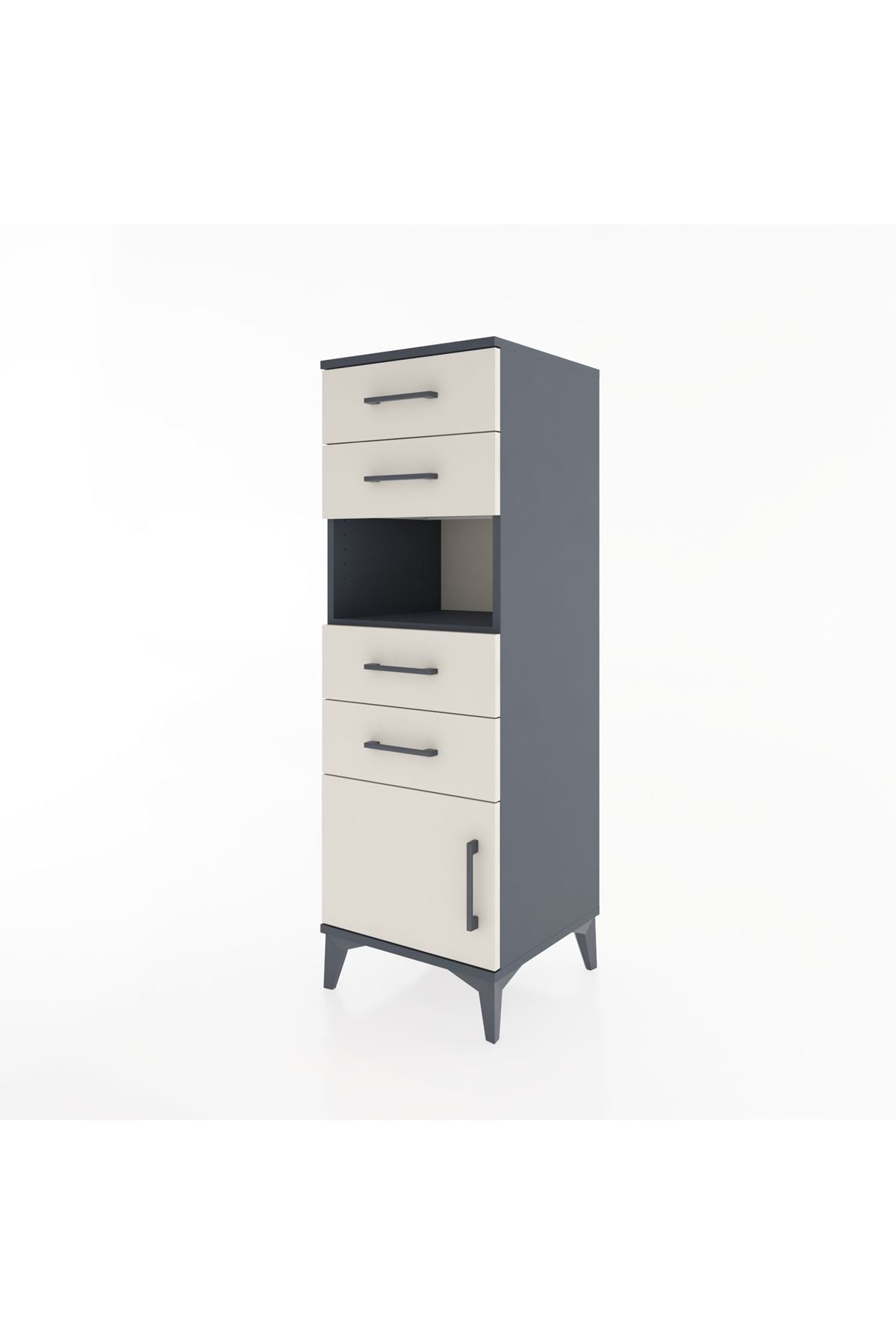 Hyperion Dolap Tek Raflı 4 Çekmeceli Tek Kapaklı 44x44x134 - S49M060V4B