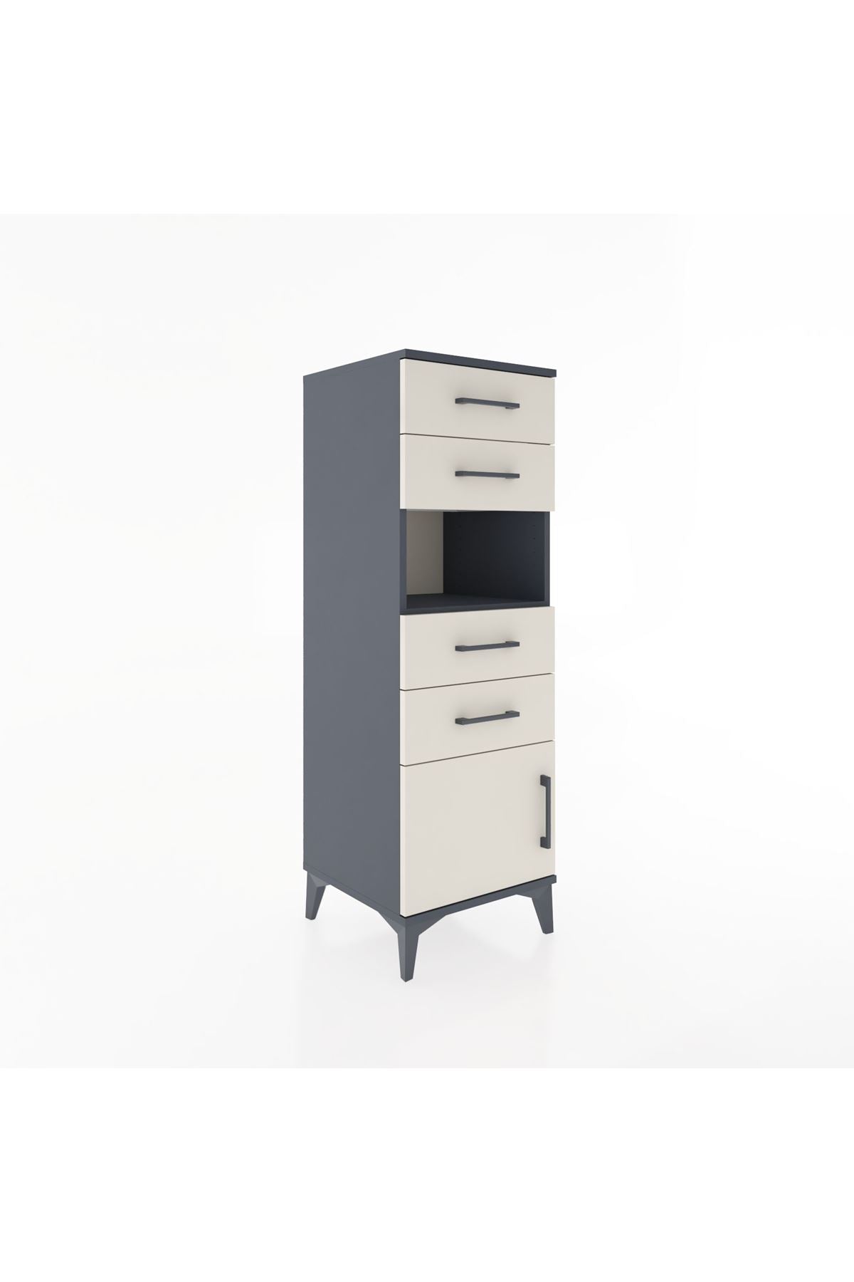 Hyperion Dolap Tek Raflı 4 Çekmeceli Tek Kapaklı 44x44x134 - S49M060V4B