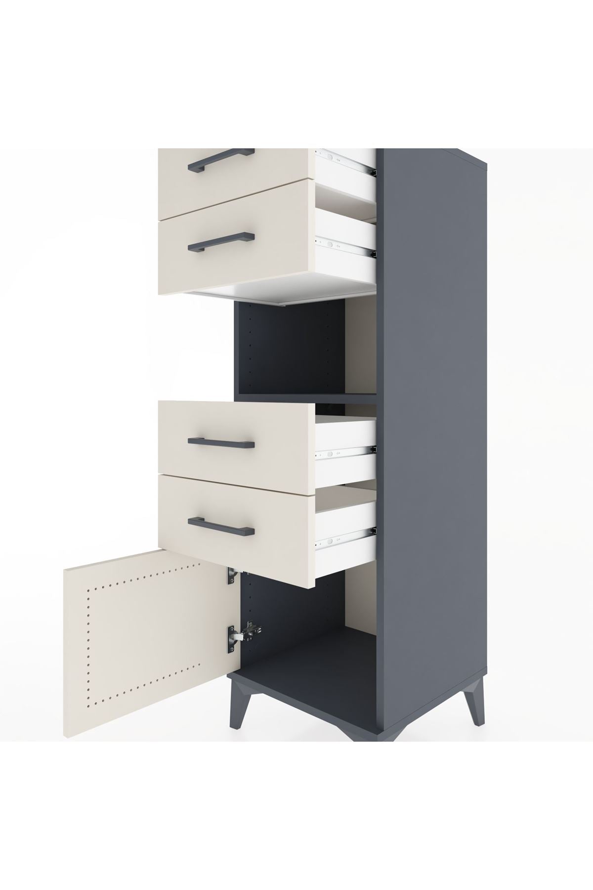 Hyperion Dolap Tek Raflı 4 Çekmeceli Tek Kapaklı 44x44x134 - S49M060V4B